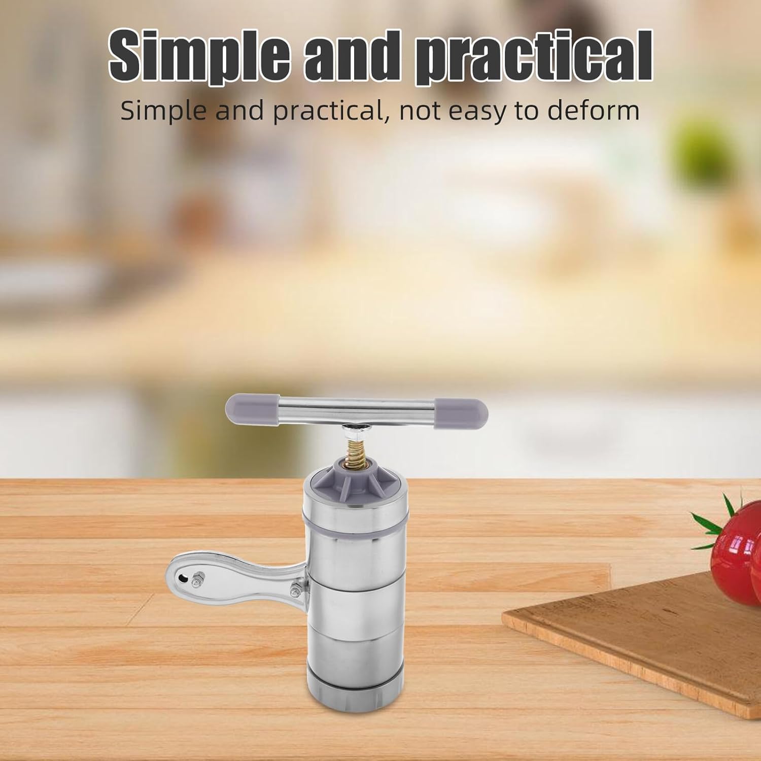 Stainless Steel Hand Crank Noodle Maker Portable Pasta Press Machine with 5 Rollers for Home Kitchen Noodle Making and Spaghetti Preparation