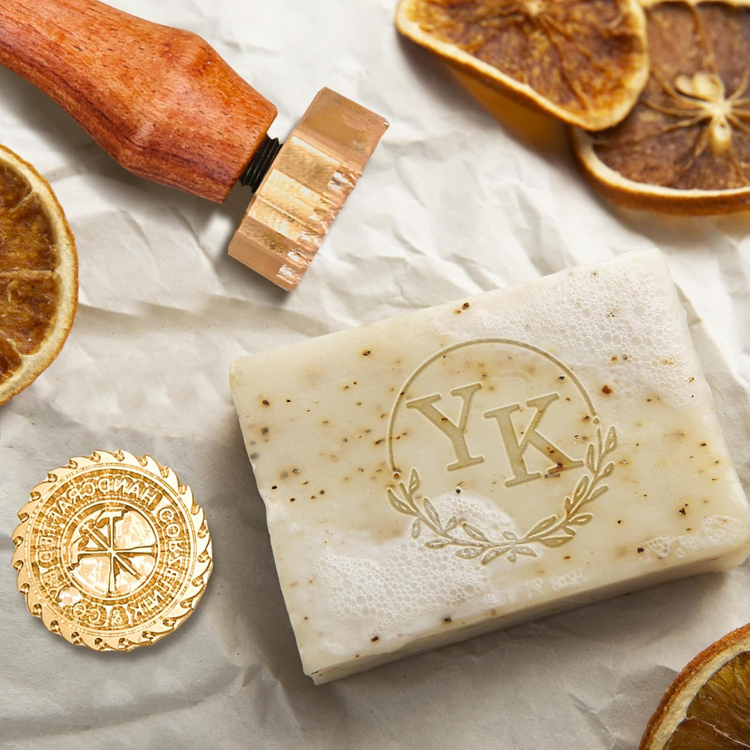 KAINSY Custom Soap Stamp, Personalized Soap Stamp for Handmade Soap, Create Unique Logo Design, Soap Imprint Signature Stamp, Personalized Gift for Soap Makers, DIY Homemade Soap Tools(2 inches)