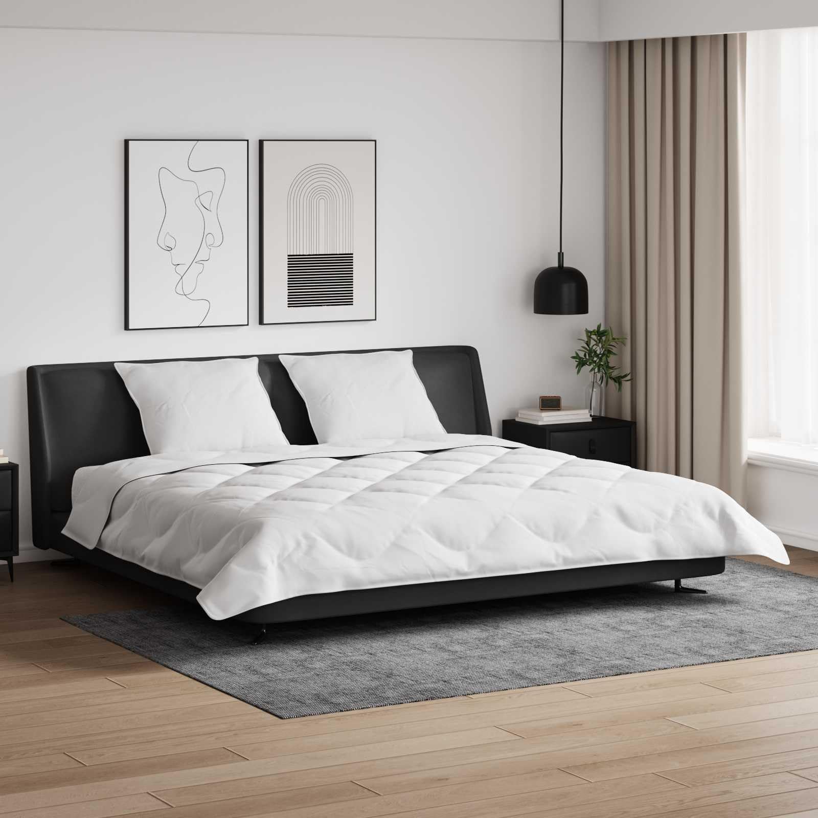 Komplet pościeli zimowej z poduszkami, mikrofibra, biała, 240 x 220 cm, 3-częściowy, z 2 poduszkami, oddychająca, miękka, ciepła, nie wymaga prasowania, idealna do sypialni i na łóżko