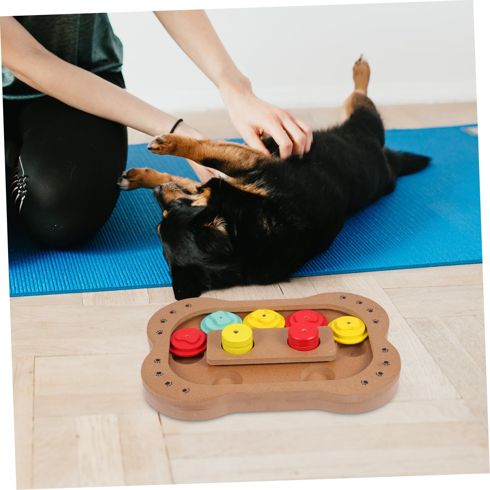 ibasenice Holzknochen Spielzeug für Hunde Langsamfutterung Intelligenztraining in Braun