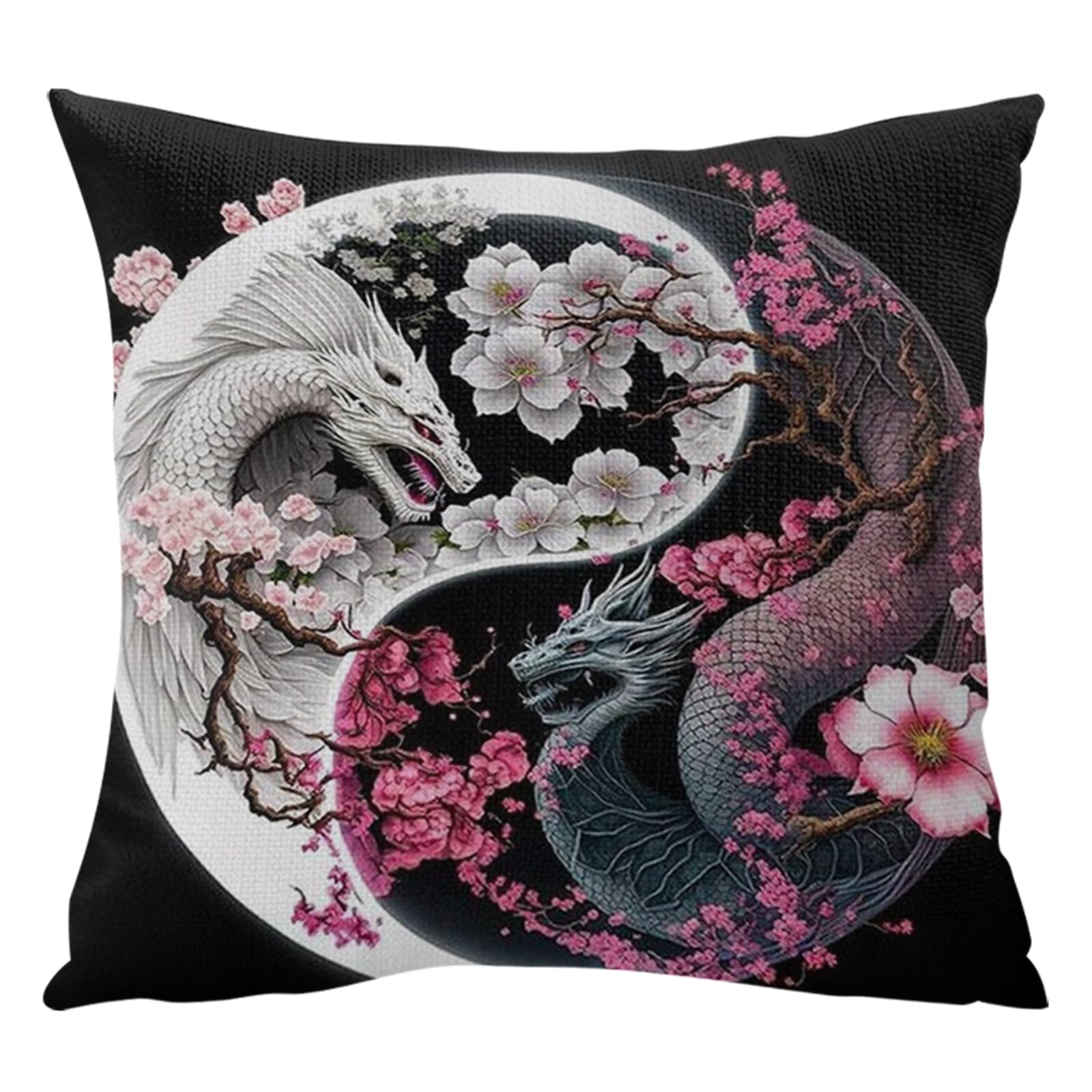 Poetrydraw Tai Chi A Tai Chi Dragon 11Ct 3 Strands Diy Stamped Pillow Covers Cross Stitch Kits For Adults Home Decor 45X45cm (Tai Chi A)