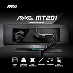 MSI MAG MT201 - Premium Heavy Duty Single Monitor Stand Arm, Supports 17-49" Screens and 44 lbs, VESA Compatible, Adjustable Spring Assisted Mount, Clamp & Grommet, Quick Release Plate - Black
