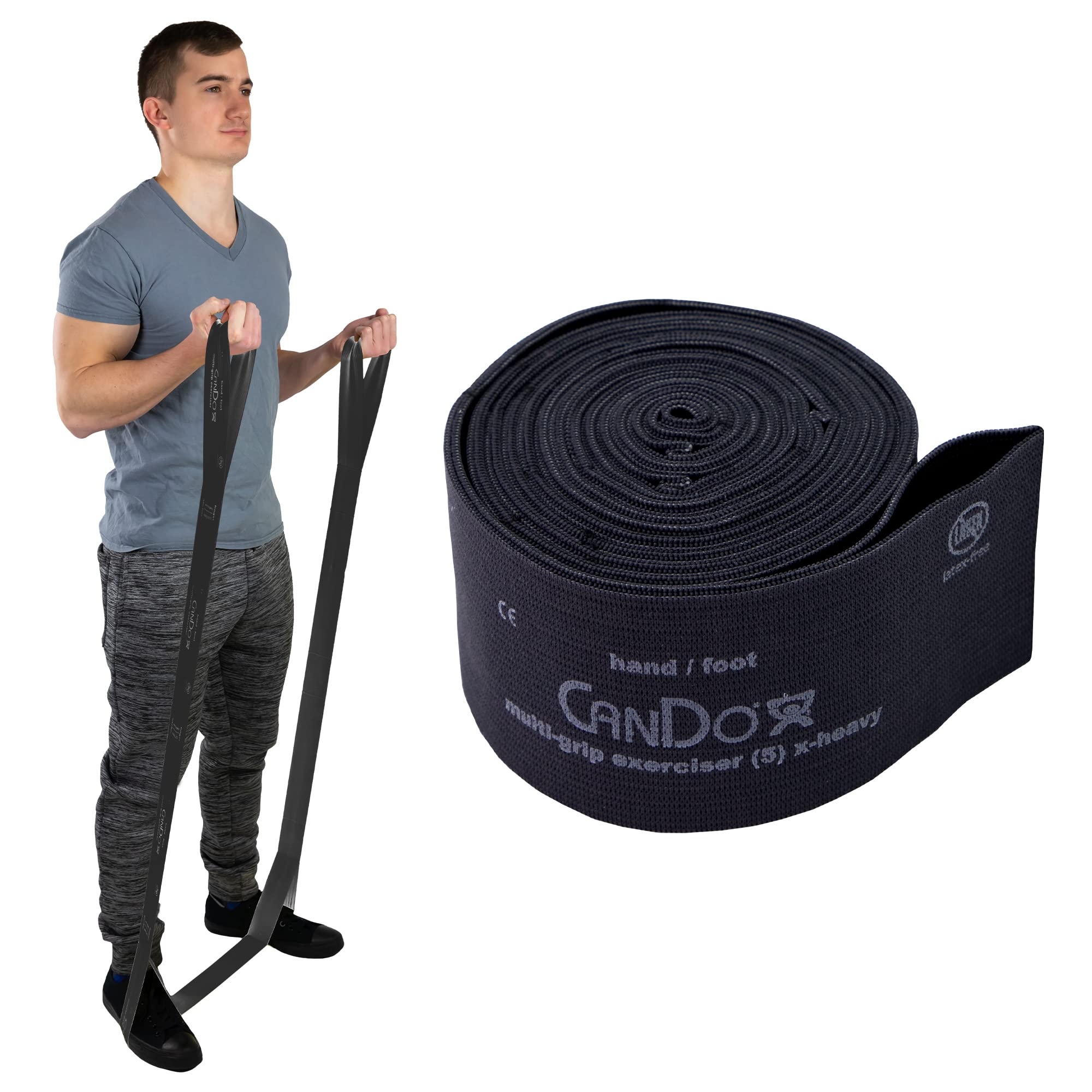 CanDo Multi-Grip 6 Foot Exercise Resistance Band with Hand/Foot Loops for Total Body Workouts, Training, Rehab, Stretching and Therapy