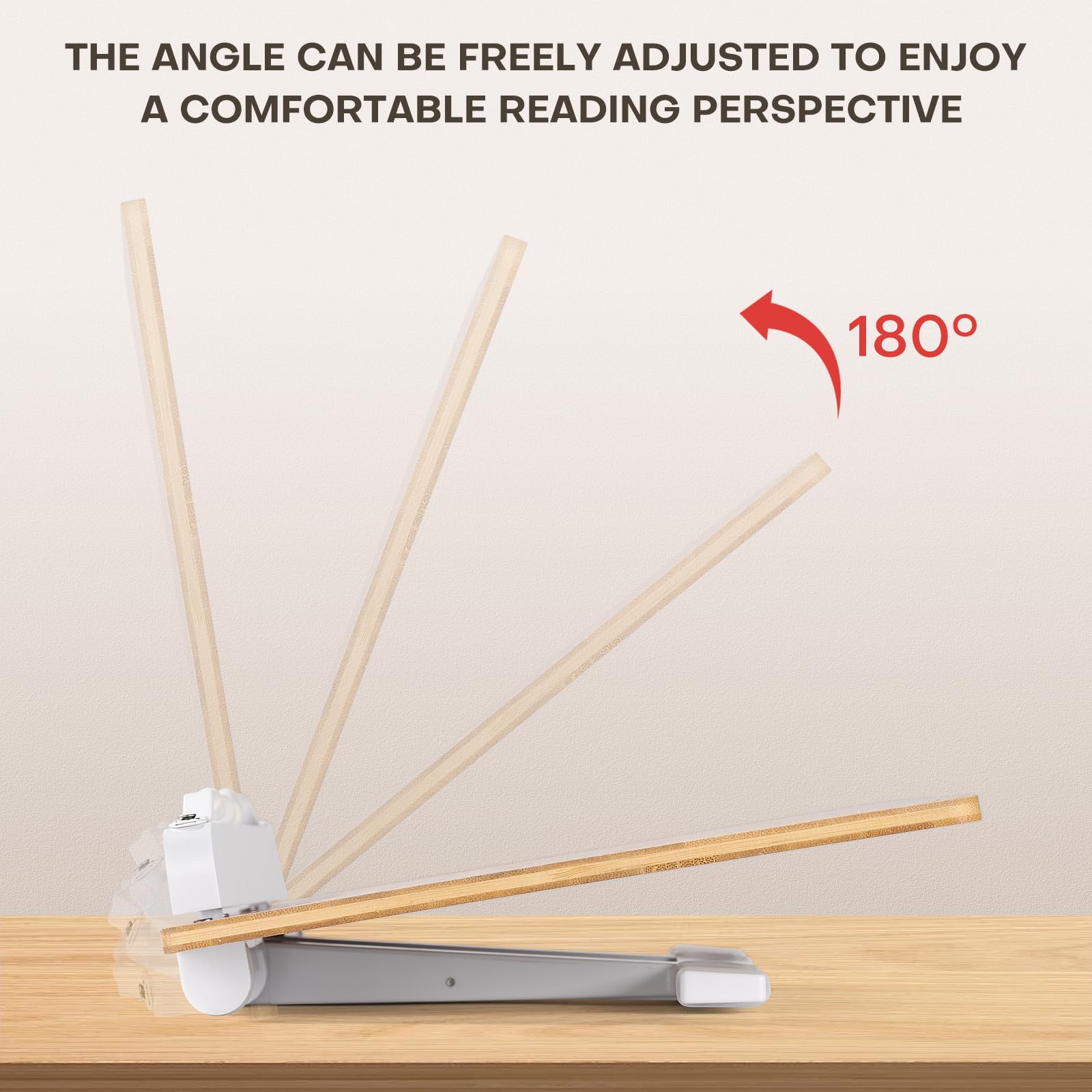 Soporte para libros de lectura, soporte plegable para libros de cocina, bandeja ajustable y clips de papel de página con clips elásticos para recetas, partituras de música, laptop, tableta