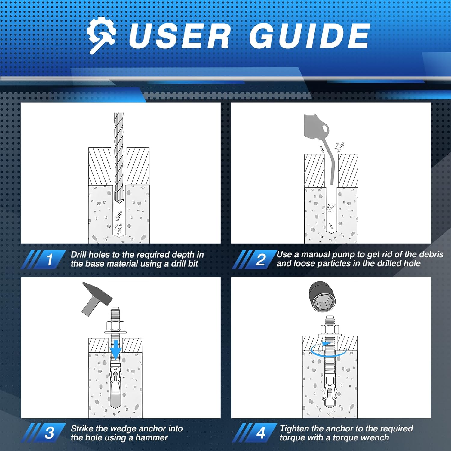 46-Pcs Lift Install Kit include Concrete Anchor Bolts 3/4" x 5.5" and Leveling Shim 1/4" 1/8" 1/16" Car Lift Installation Heavy Duty Fastener for Concrete