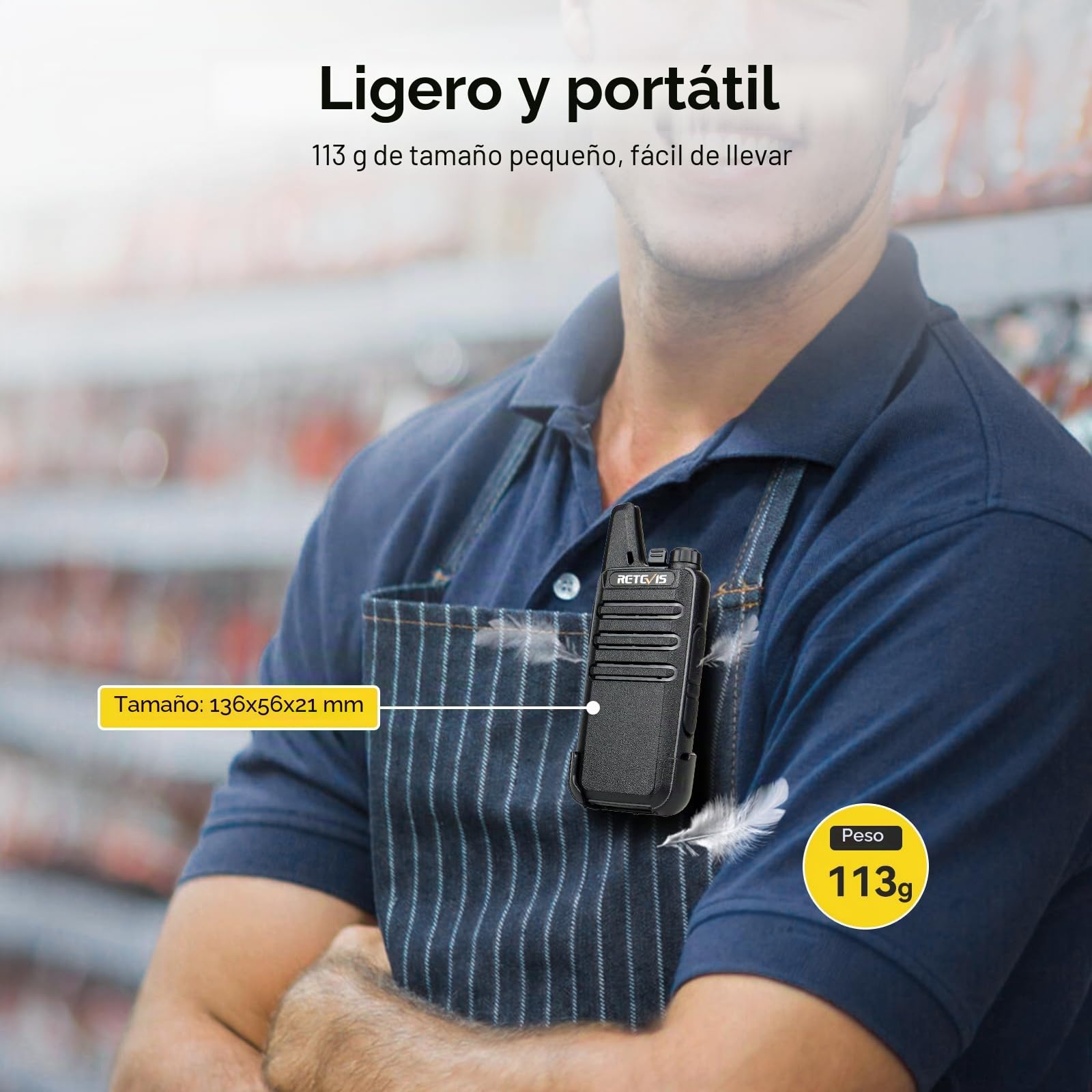 Retevis RT622 Walkie Talkie, Mini Walkie Recargable, PMR446 Licencia Libre, VOX Squelch CTCSS/DCS, Emergencia Walkie-Talkie Profesional para Adultos, Colegio (Negro, 4 Piezas)
