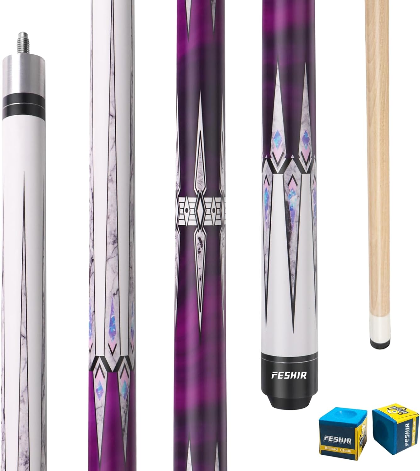 58 Inch 20oz Maple Billiard Pool Cue Stick Set with 12.5mm Tip, 3/8x8 Joint for Enhanced Control & Accuracy, Professional Low Deflection