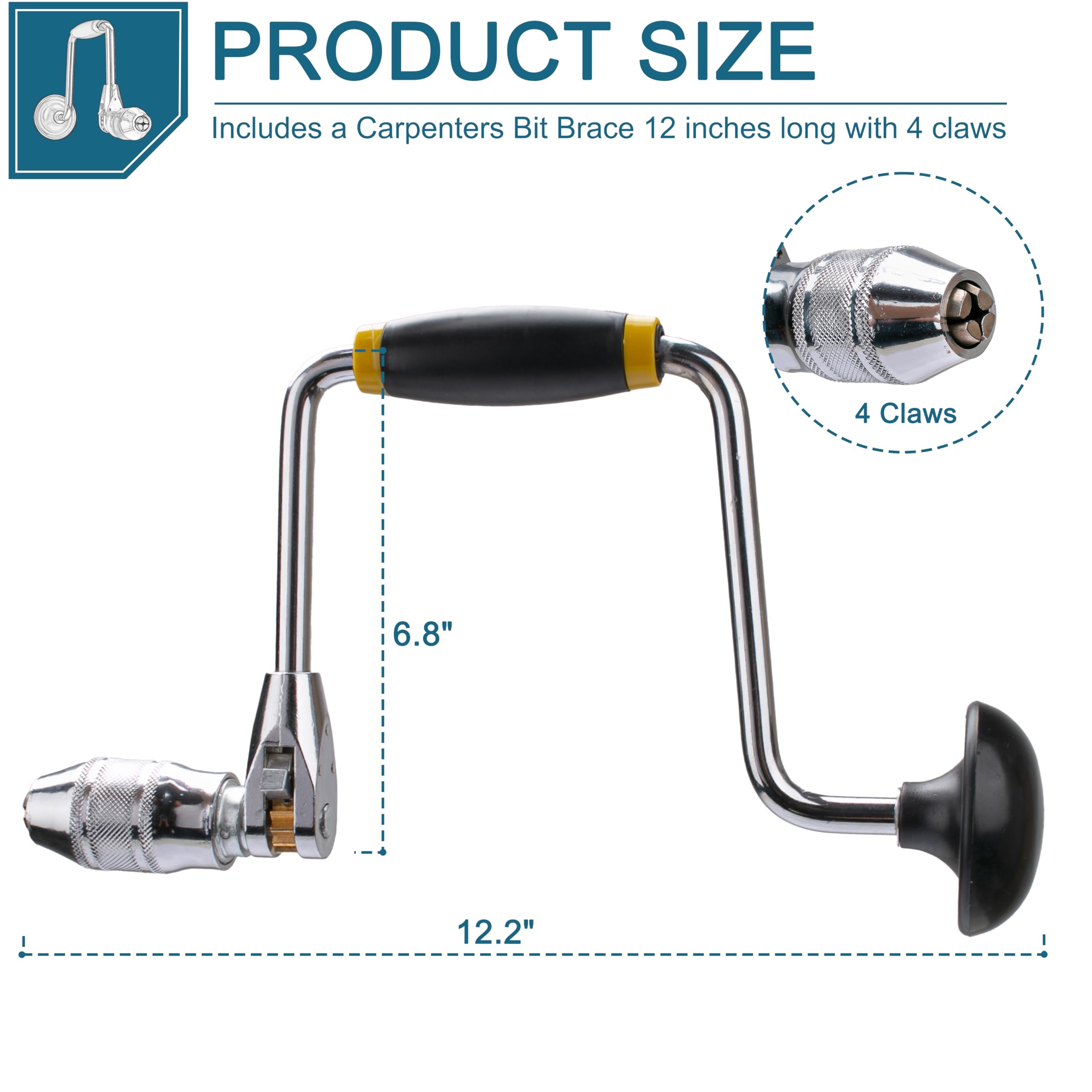 Professional Carpenters Bit Brace - Heavy Duty Drill -5 Professional Carpenters Bit Brace - Heavy Duty Drill -5