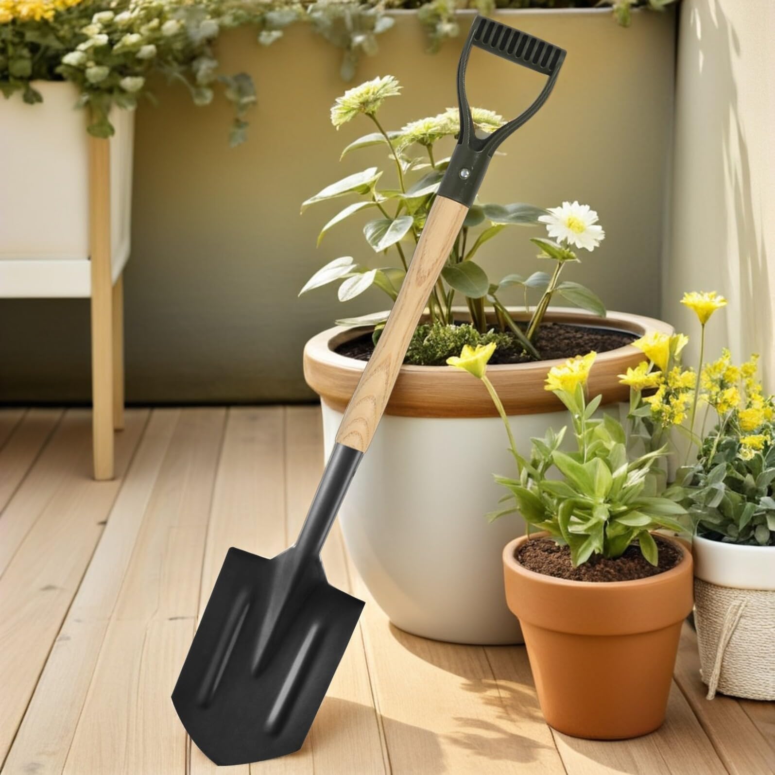 Toyvian 2 Piezas Mango de Pala de Madera para Jardinería Ergonómico Antideslizante de 58 Cm con Agarre en Forma de D para Azadas y Palas de Nieve en Labores de Excavación