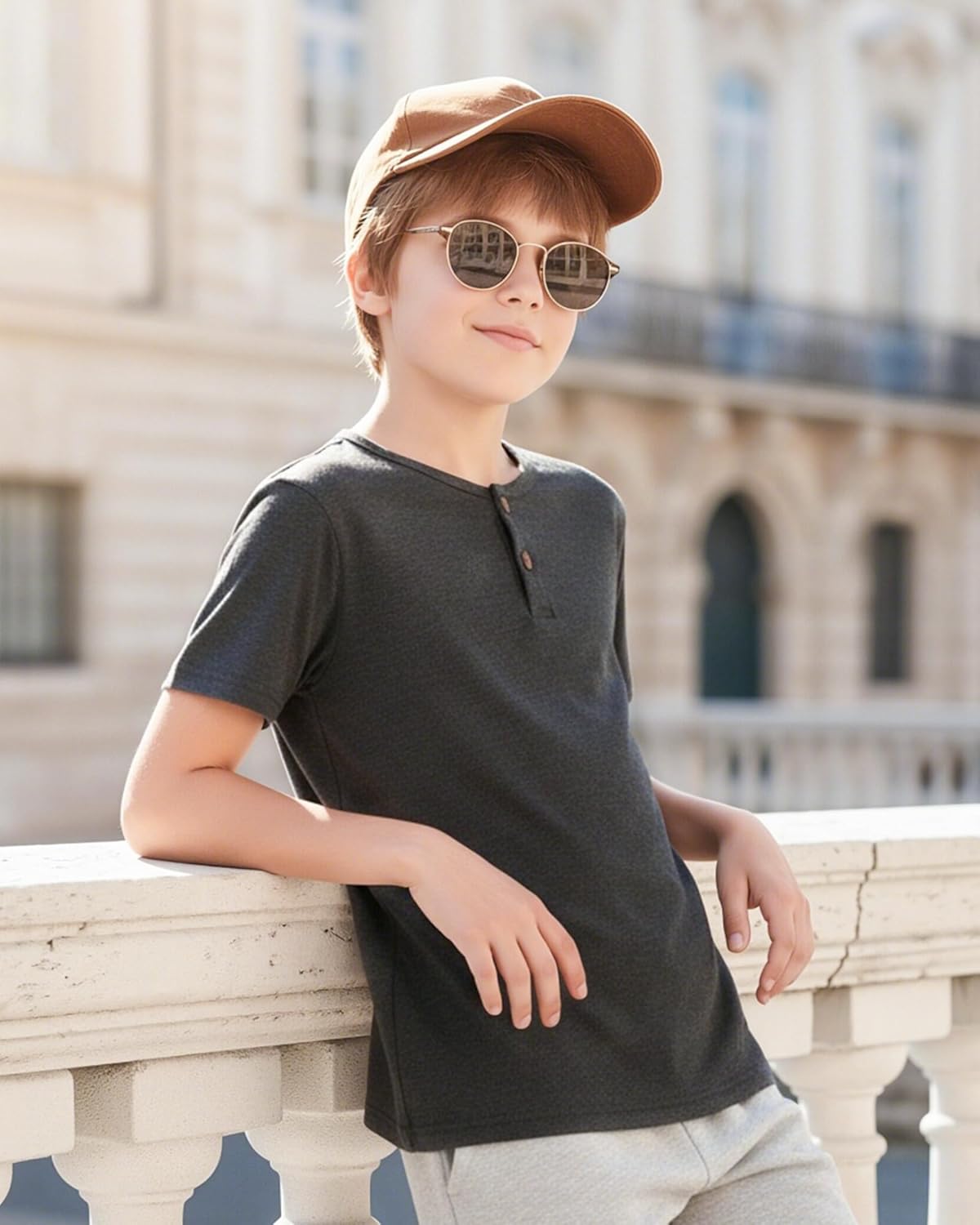 Boys T-Shirt Youth Teen Kids Henley Short Sleeve Shirt Casual Tee Athletic Tops 3 Pack Outfits 9-15 Years