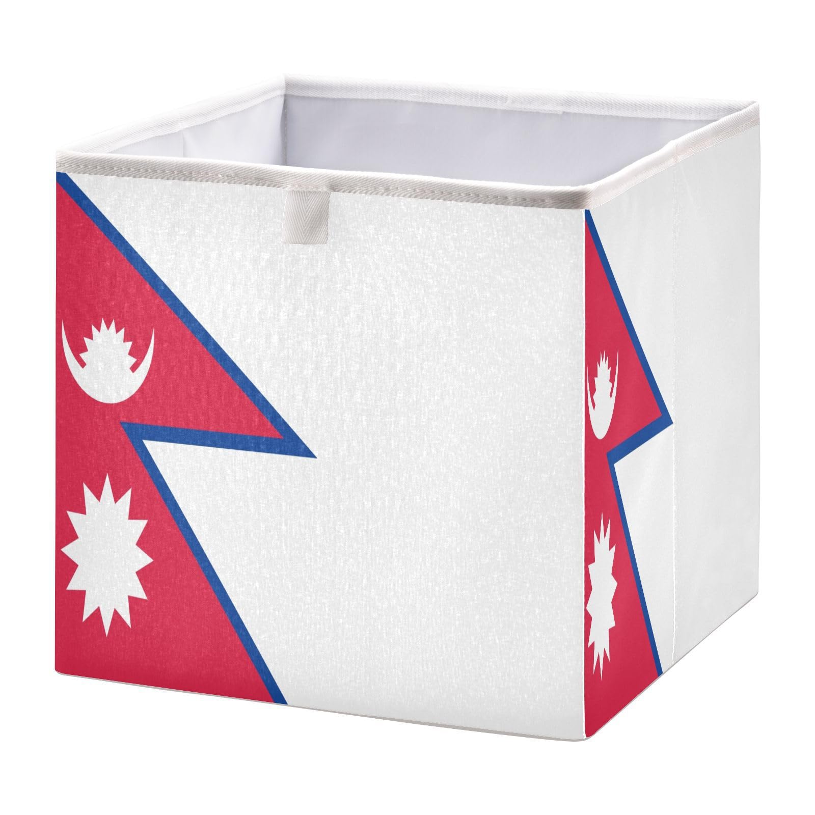 Nepal Flag Foldable Storage Cubes Baskets with Handles, Fabric Storage Bins, Clothes Toys…
