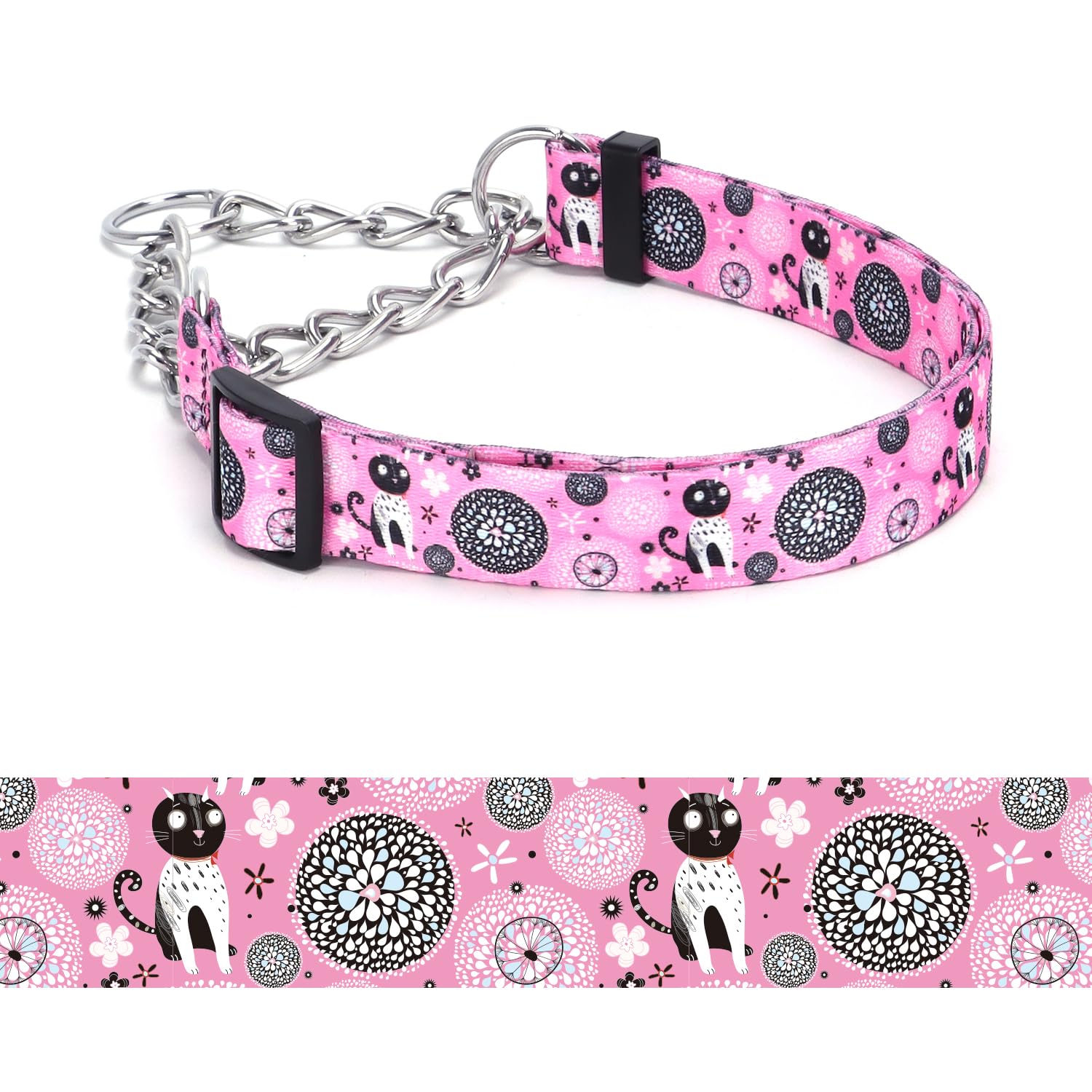 haoyueer Martingale Dog Collar - Stainless Steel Chain, No Pull Training Collar with Flower Design for Large Medium Small Dogs (A12NO7, L) โ image 1