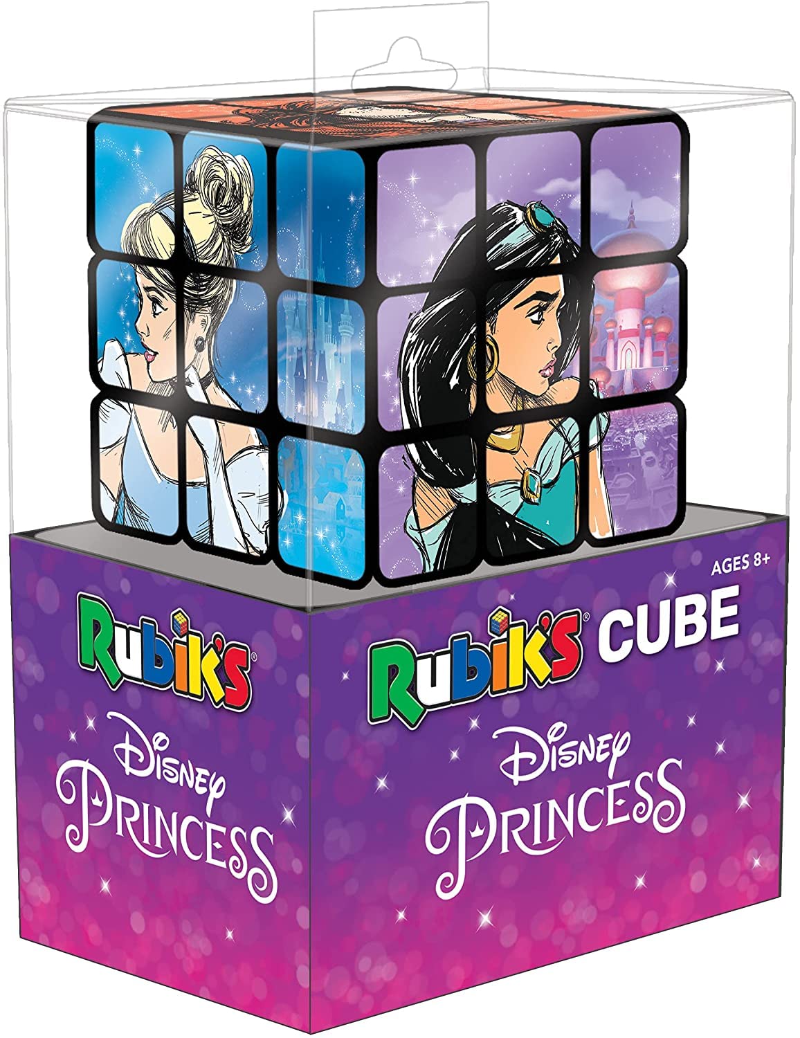 Disney Princess Rubik's Cube | Collectible Puzzle Cube Featuring Characters - Ariel, Belle, Cinderella, Jasmine, Pocahontas, and Tiana | Officially Licensed 3x3x3 Rubiks Cube