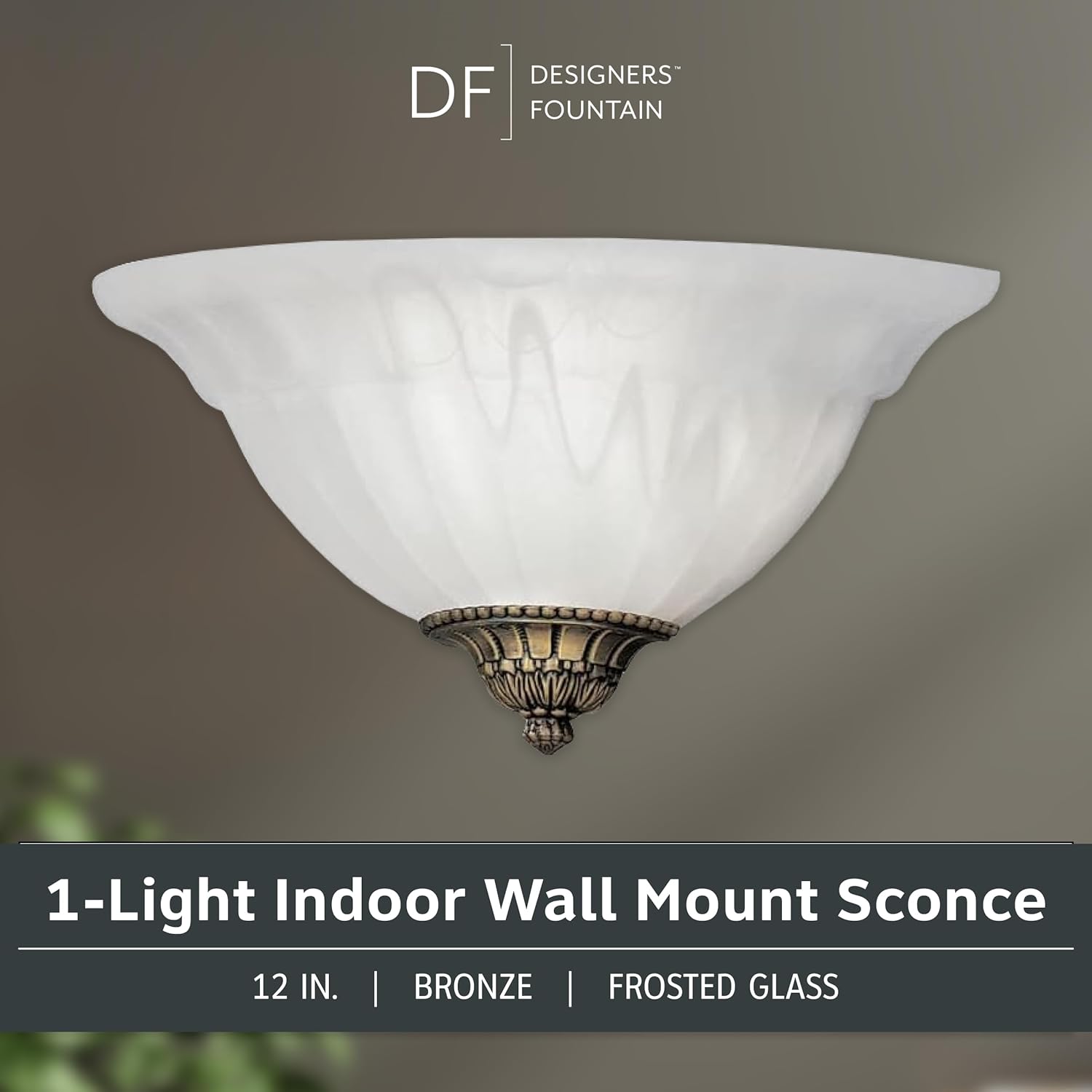 DESIGNERS FOUNTAIN Value Wall Sconce Light, 6.25 Inch Lighting Fixture for Bedroom, Bathroom and Entryway, Assorted Cap Finishes, 6021-AST