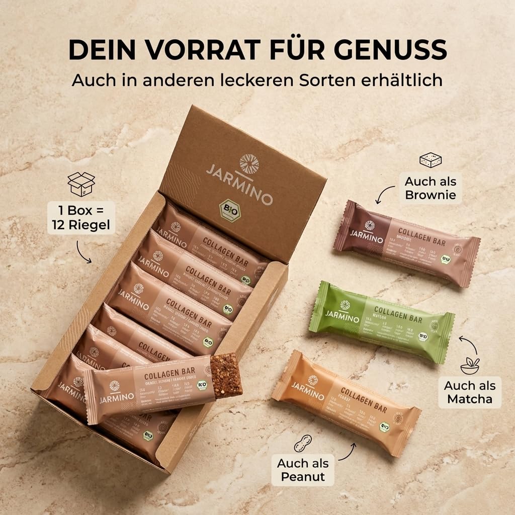 Kollagen Riegel High Protein Bar Almond Chocolate 12x55g - High Protein Low Sugar Proteinriegel + Palmölfrei (Mandel-Schoko) Protein Riegel 12 Pieces