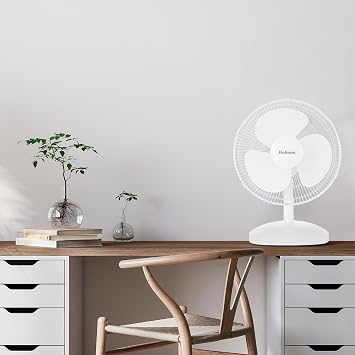 Holmes 12 Inch Oscillating Table Fan 3 Speeds 75 Degree Wide Angle Oscillation 15 Degree Adjustable Head Tilt Quiet Cooling for Home Office Bedroom Manual Control White