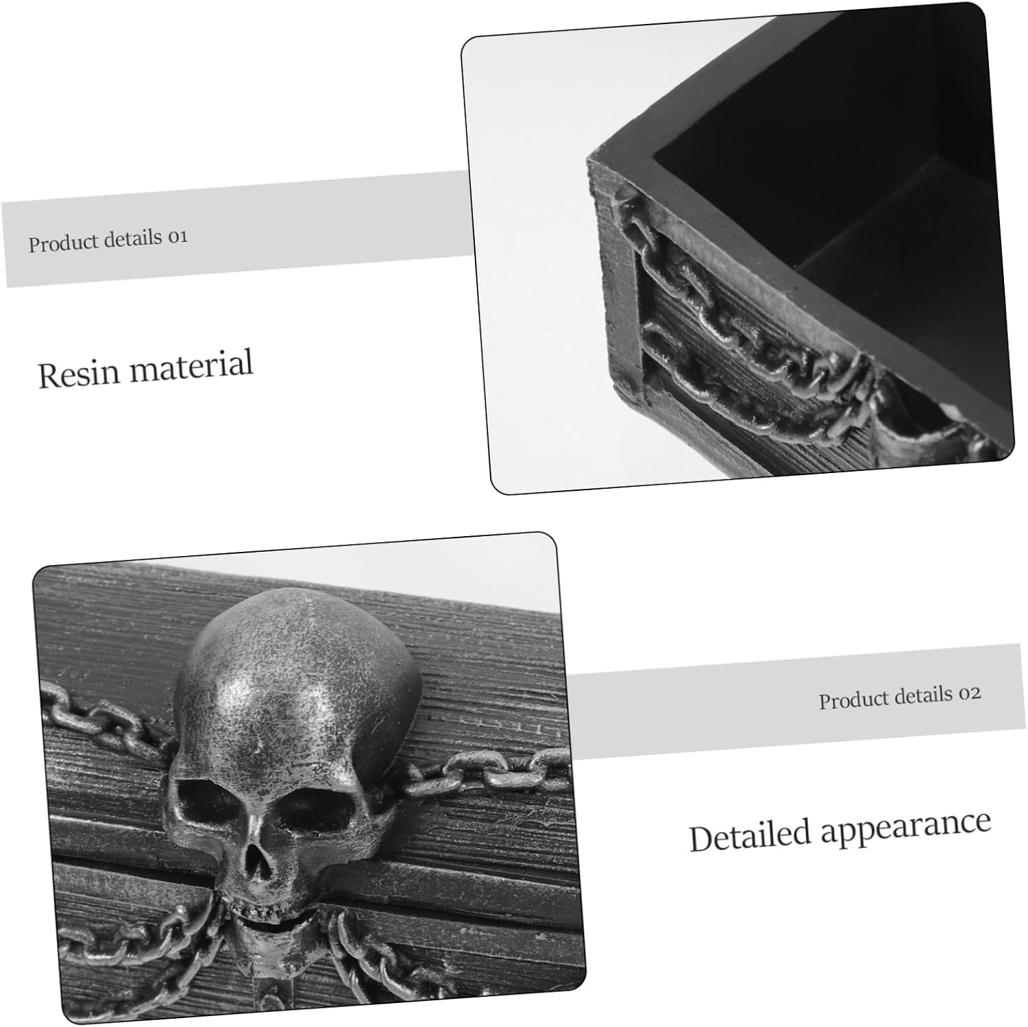 Kichvoe Skull Jewelry Display Box Pirate Theme Decorative Chest Organizer Lid for Halloween Small Storage for Jewelry and Trinkets Compact Resin Design