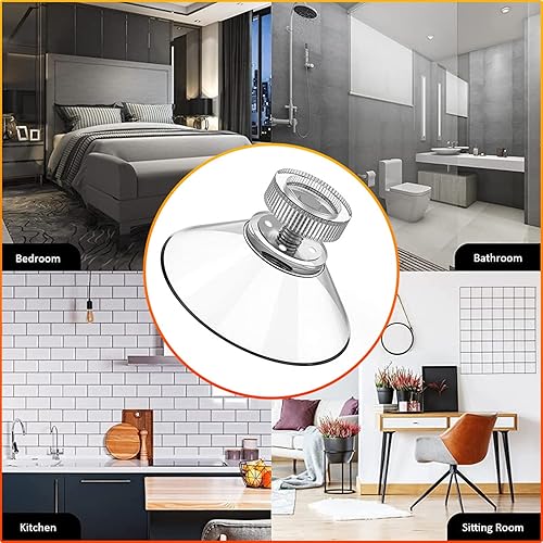 Miniatura 6 de vilihkc 10 piezas de ventosa para ganchos de vidrio, soporte de plástico multiusos transparente para oficina, baño, cocina, ganchos fáciles de