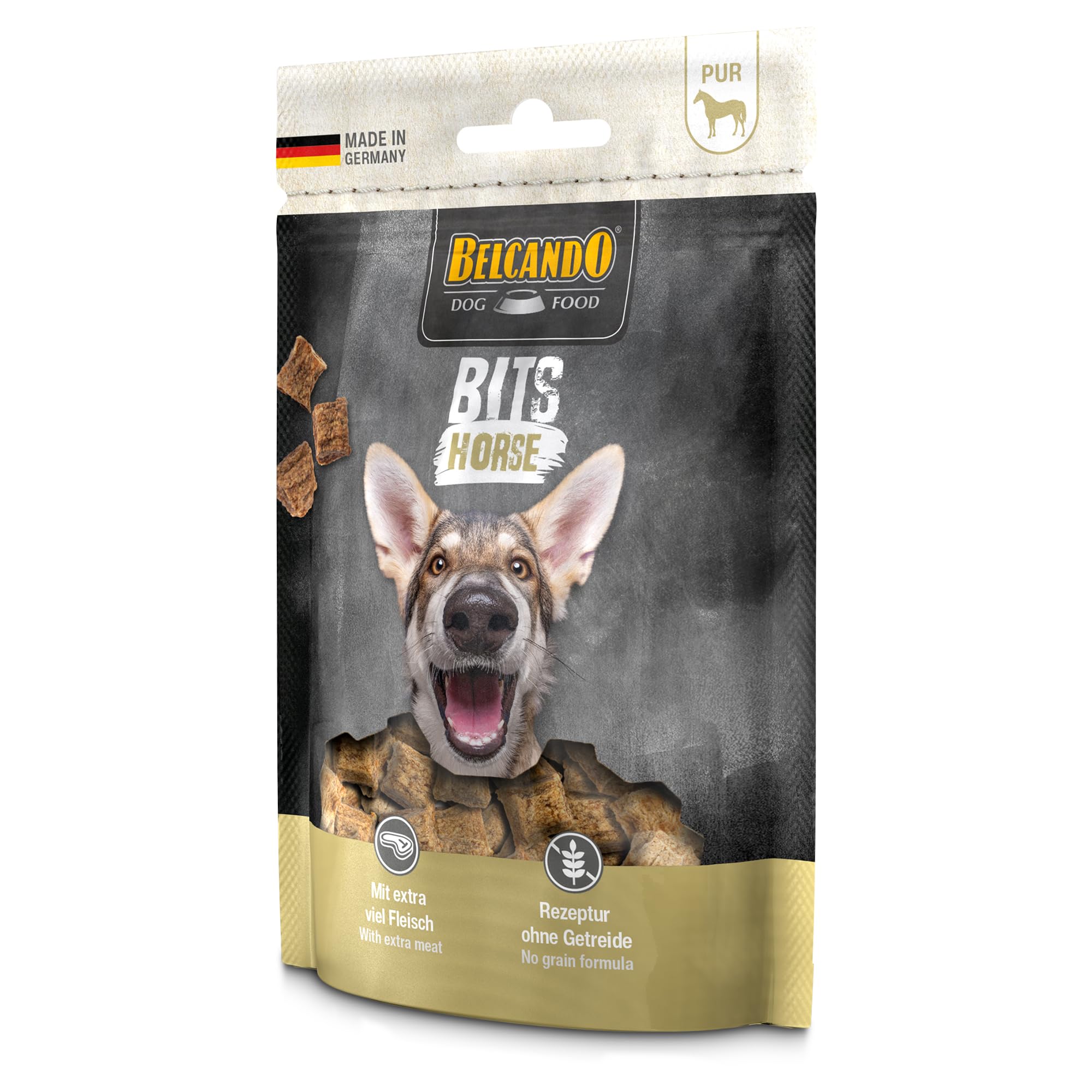 BELCANDO bits Horse [7 x 90 g] | Snacks Premium para Perros | Carne deshidratada | 100% Natural
