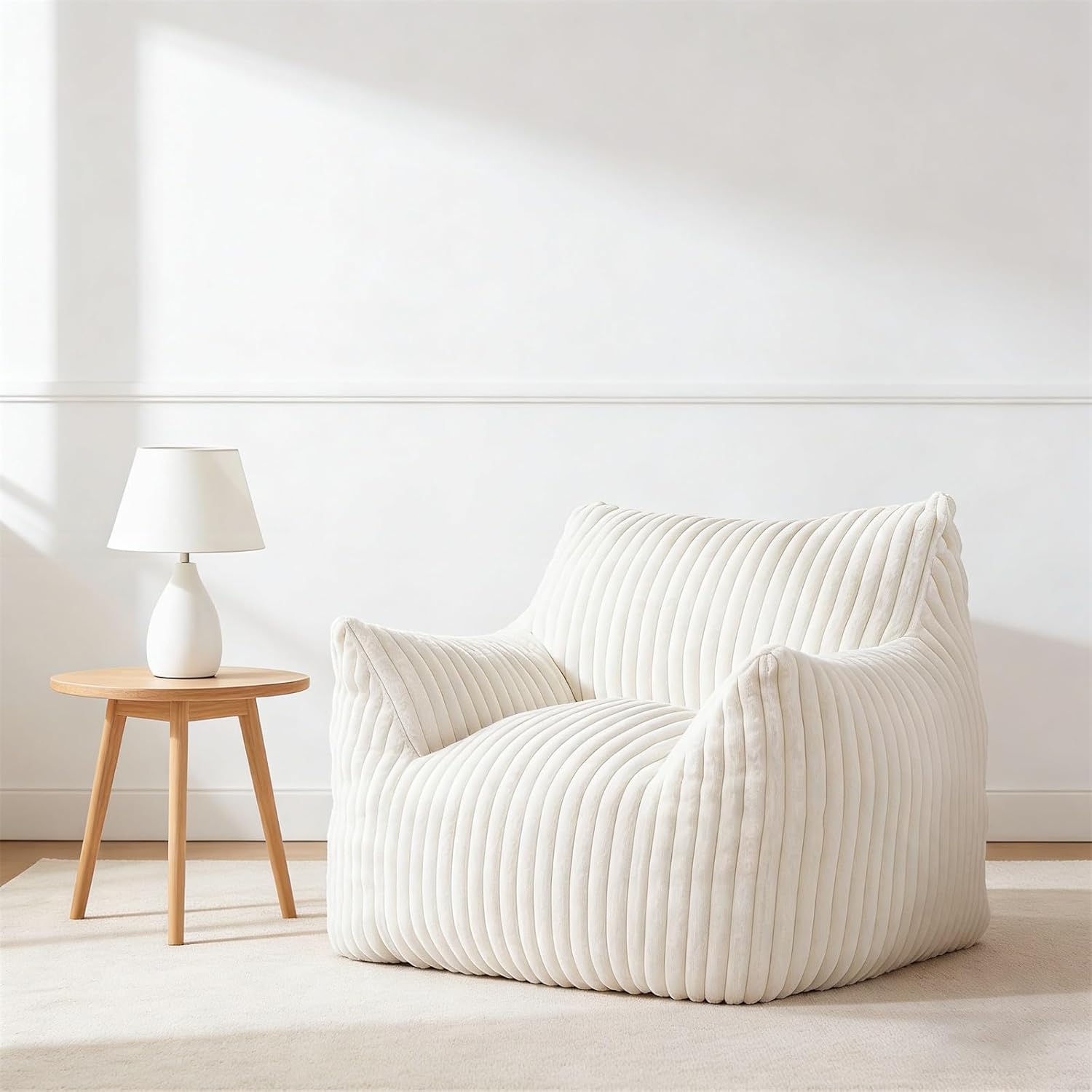 Soft Bean Bag Chair, Premium Beanbag Sofa, Bedroom Chair with Filling, Bean Bag Chairs for Kids, Versatile for Living Room & Bedroom(with footrest)