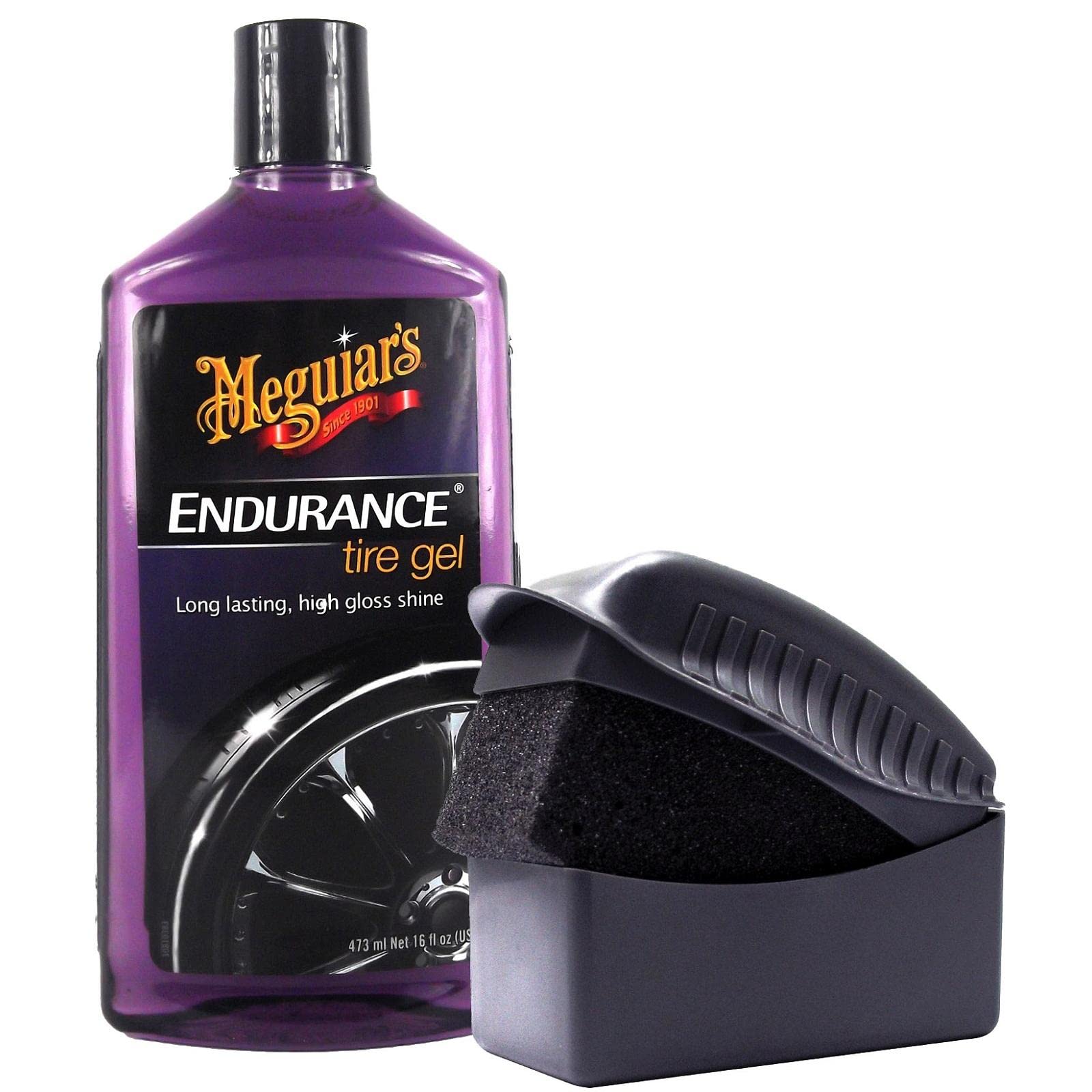 Meguiar 's Meguiars Endurance High Gloss Neumáticos Gel brillante brillo Neumáticos Neumáticos Cuidado 473 ml & Tyre Dressing Esponja Trabajos Esponja