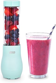 Dash Mighty Mini Blender - Small Personal Blender for Smoothies, Protein Shakes & Frozen Fruit with Travel Lid-Stainless Steel Blades, BPA Free TritanTM Cup - 10 Ounce - Aqua