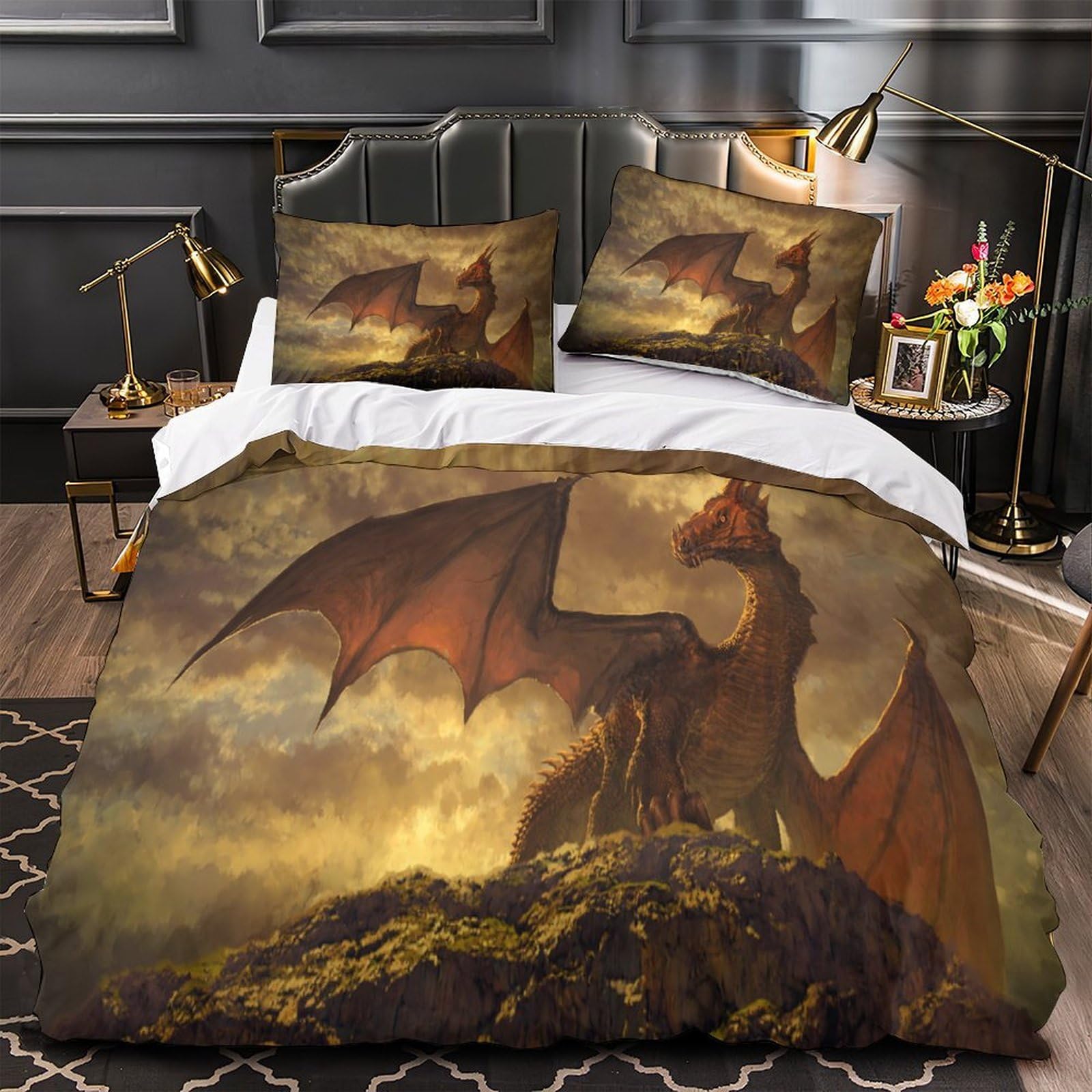 Housse de couette dragon hypoallergénique et respirante pour enfant