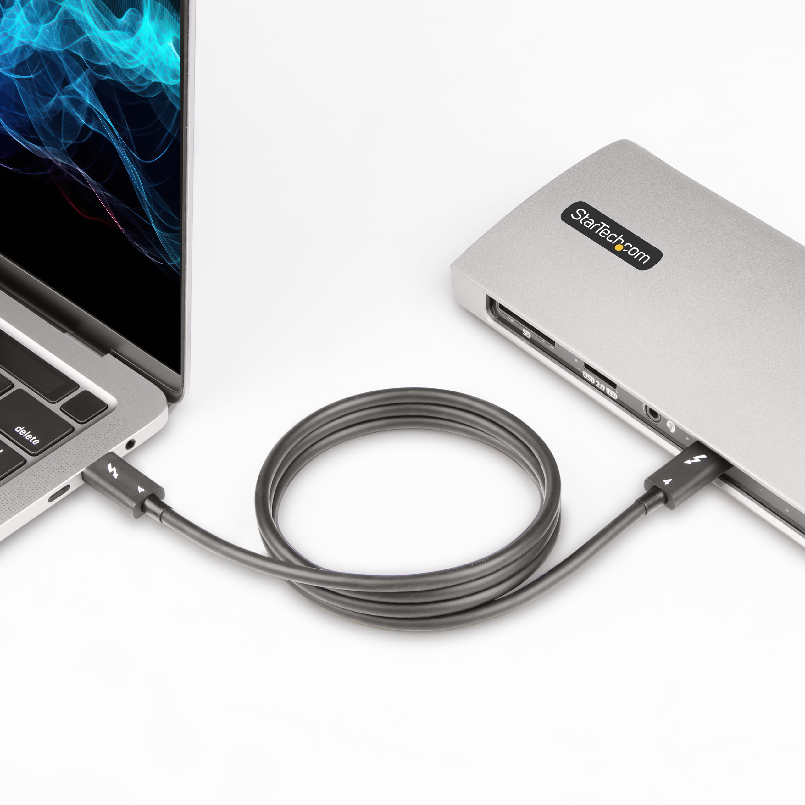 StarTech Câble Thunderbolt 4 1m USB-C 40Gbps 100W PD Vidéo 8K 60Hz Noir | Certifié Intel, Compatible USB4/TB3/USB 3.2/DisplayPort, Double 4K 60Hz, PCIe 3.0