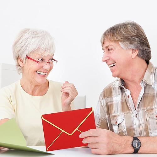 Miniatura 7 de PATIKIL Paquete de 100 sobres A7 de 5 x 7 tarjetas de Navidad, sobres con solapa en V con bordes dorados para oficina, boda, tarjetas de regalo,