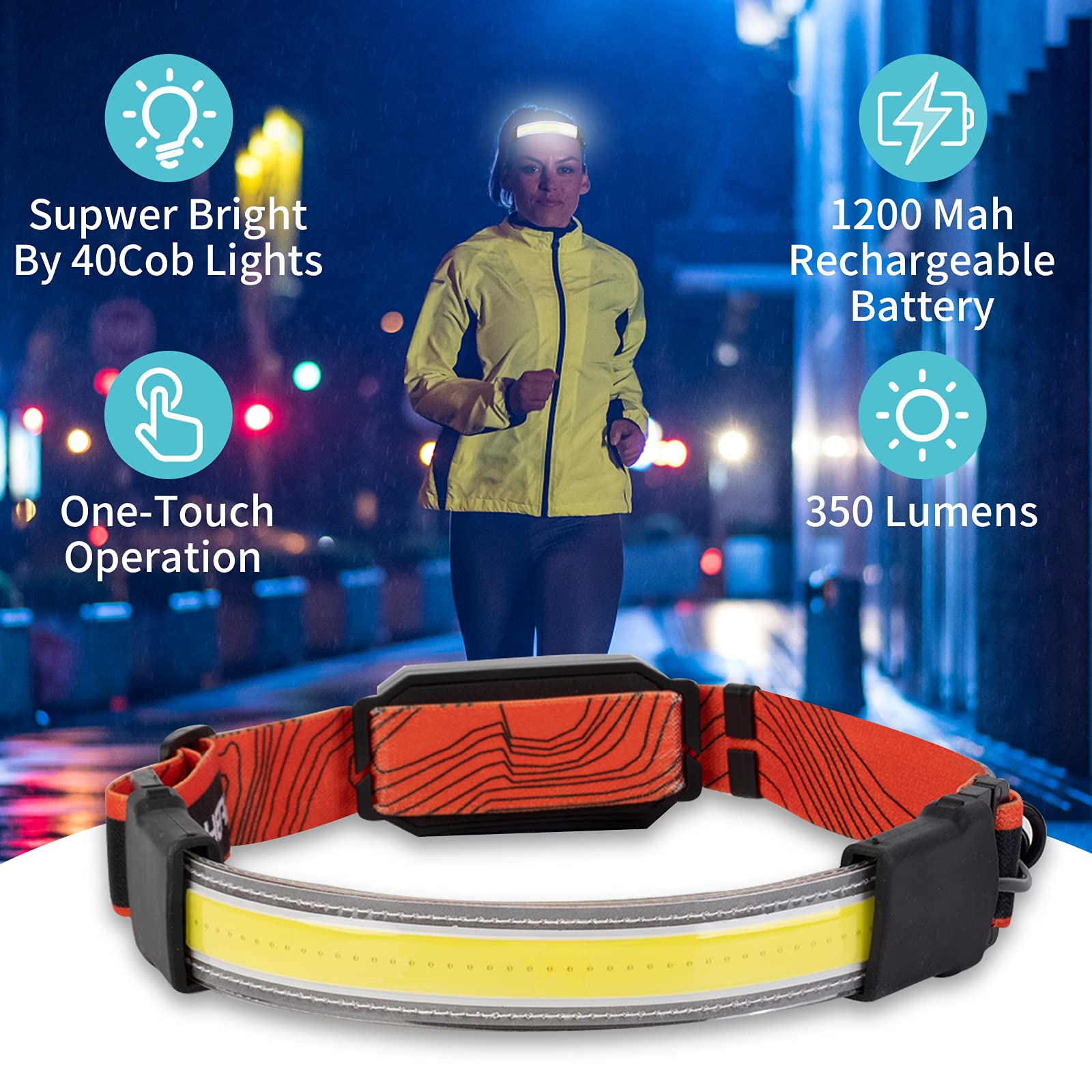 Phare LED Phare USB Charge Nuit pêche Lampe Torche pour la Chasse projecteur Camping pêche