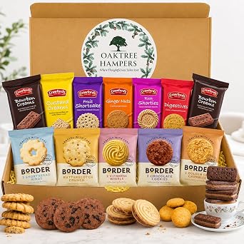 Assorted Biscuits Gift Set   Biscuit Hamper Includes 12 Packs of Premium Crawfords & Border Biscuits 31 Singles Total for Tea Time, Picnics, Gifting or Snacks   British Biscuits Gift Set by TGBK