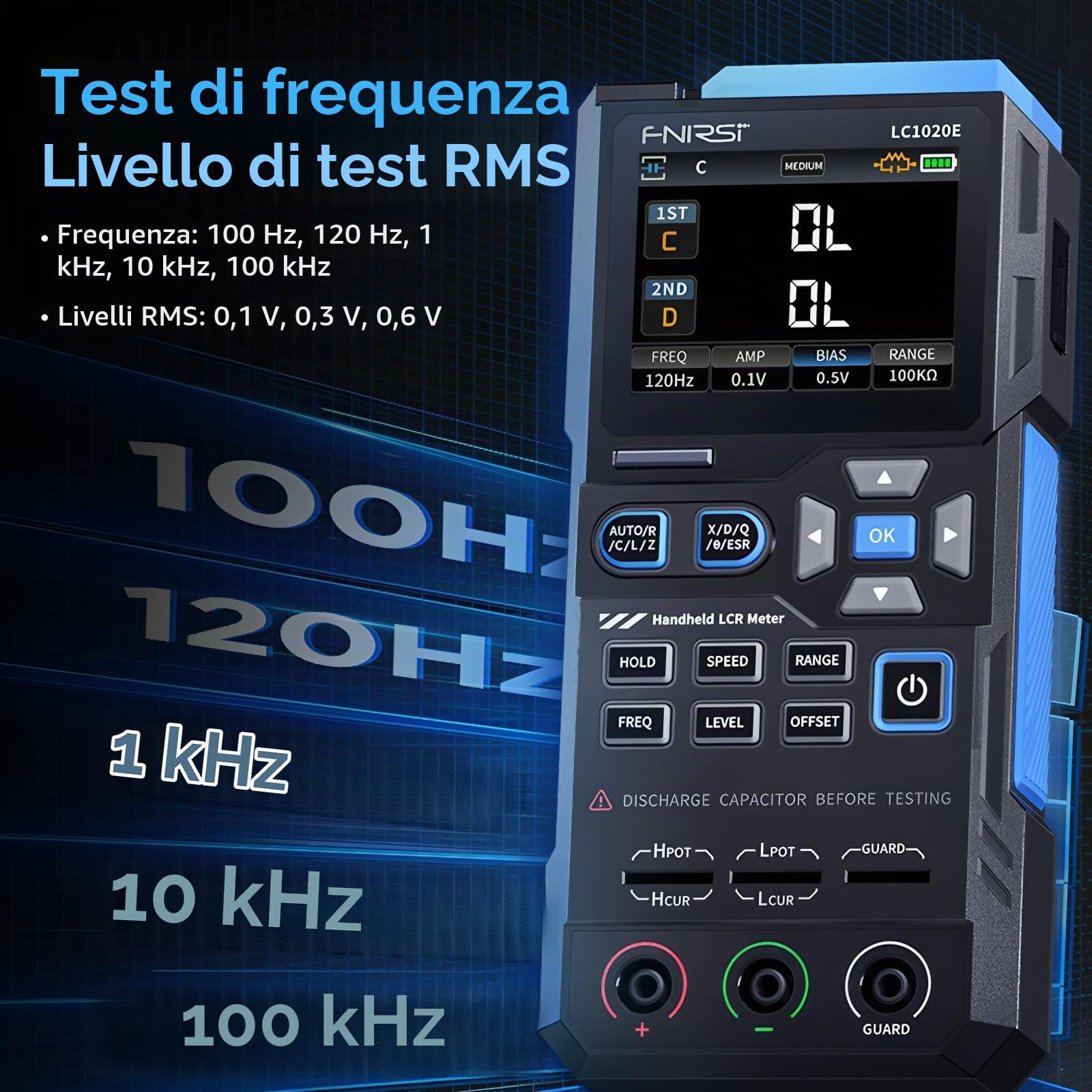 FNIRSI LC1020E Ponte Digitale ad Alta Precisione LCR ESR Tester Resistenza Capacità Induttanza Misurazione Componente Elettronica