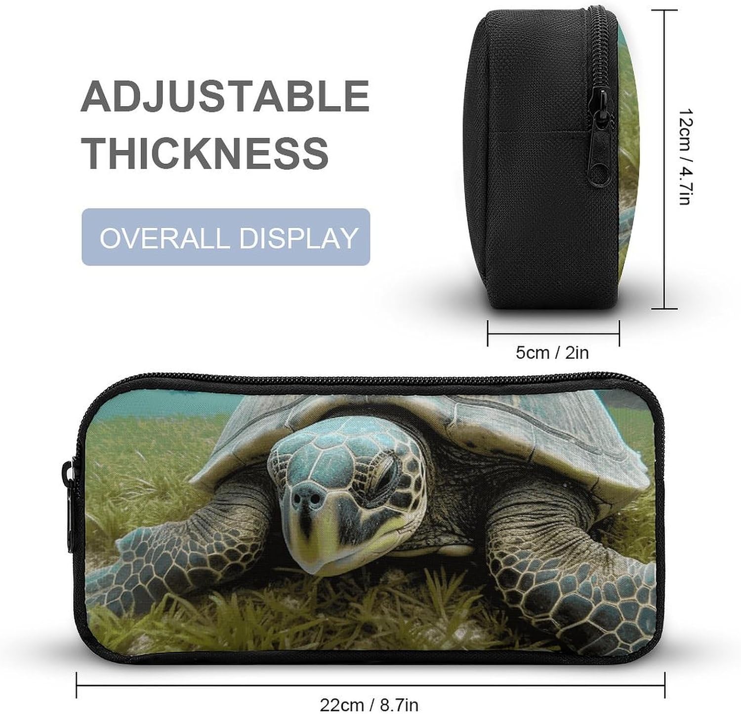 Big Tortoise Large Capacity Pencil Case with Double Zipper - Aesthetic Stationery Pen Organizer Pouch, Portable Storage Bag for Office Supplies, Travel & Cosmetics image 2