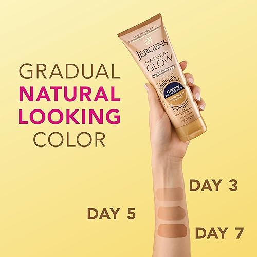 Miniatura 4 de Jergens Natural Glow +Loción corporal autobronceadora reafirmante, tono de piel claro a medio, hidratante bronceador sin sol con colágeno