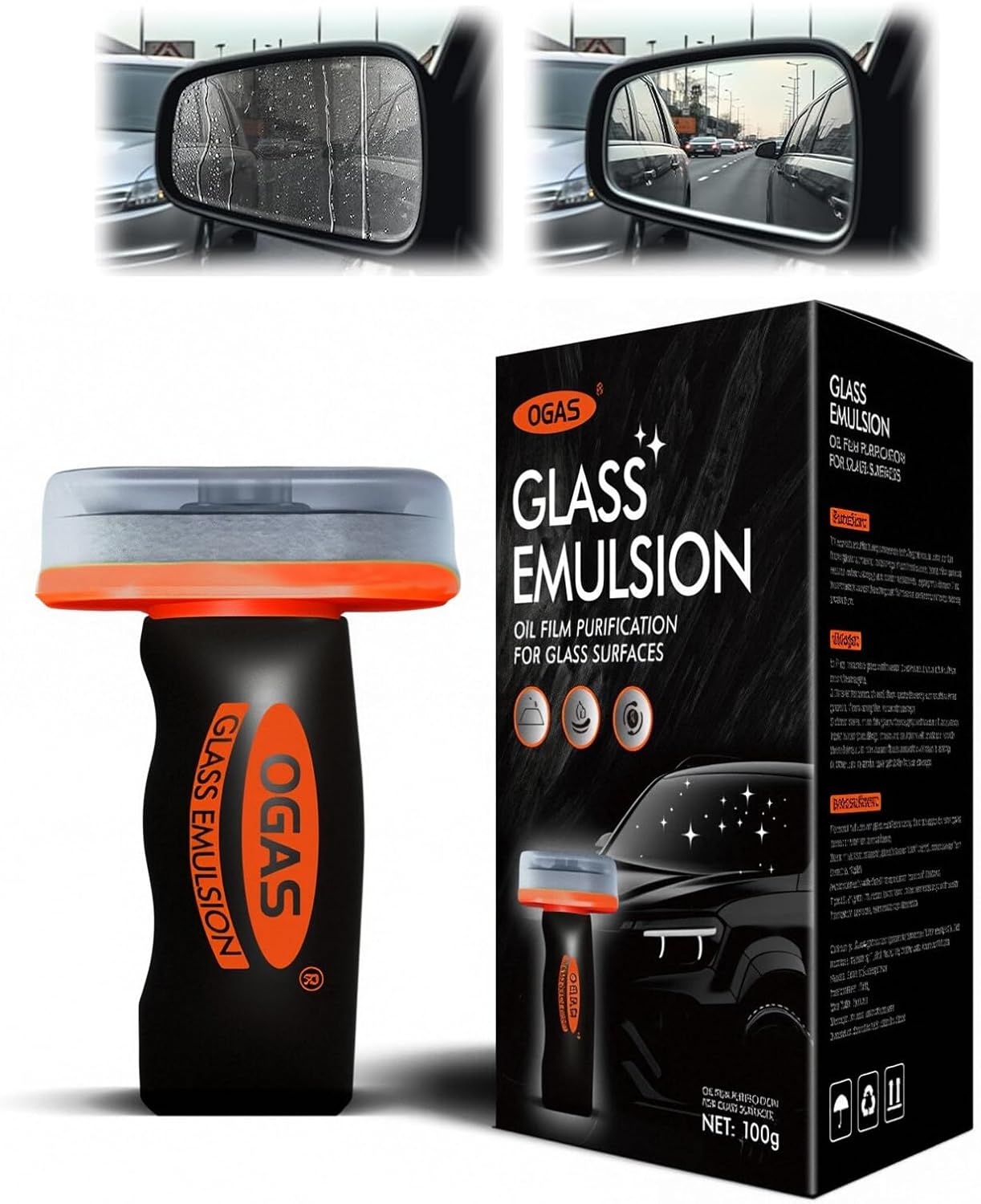 Glass Oil Film Remover for Car 2026 Upgraded| 100ml Roll-On Glass Cleaner with Cleaning Board | Removes Stubborn Oil Film & Smudges from Windshield | Improves Visibility for Safe Driving (5PC)