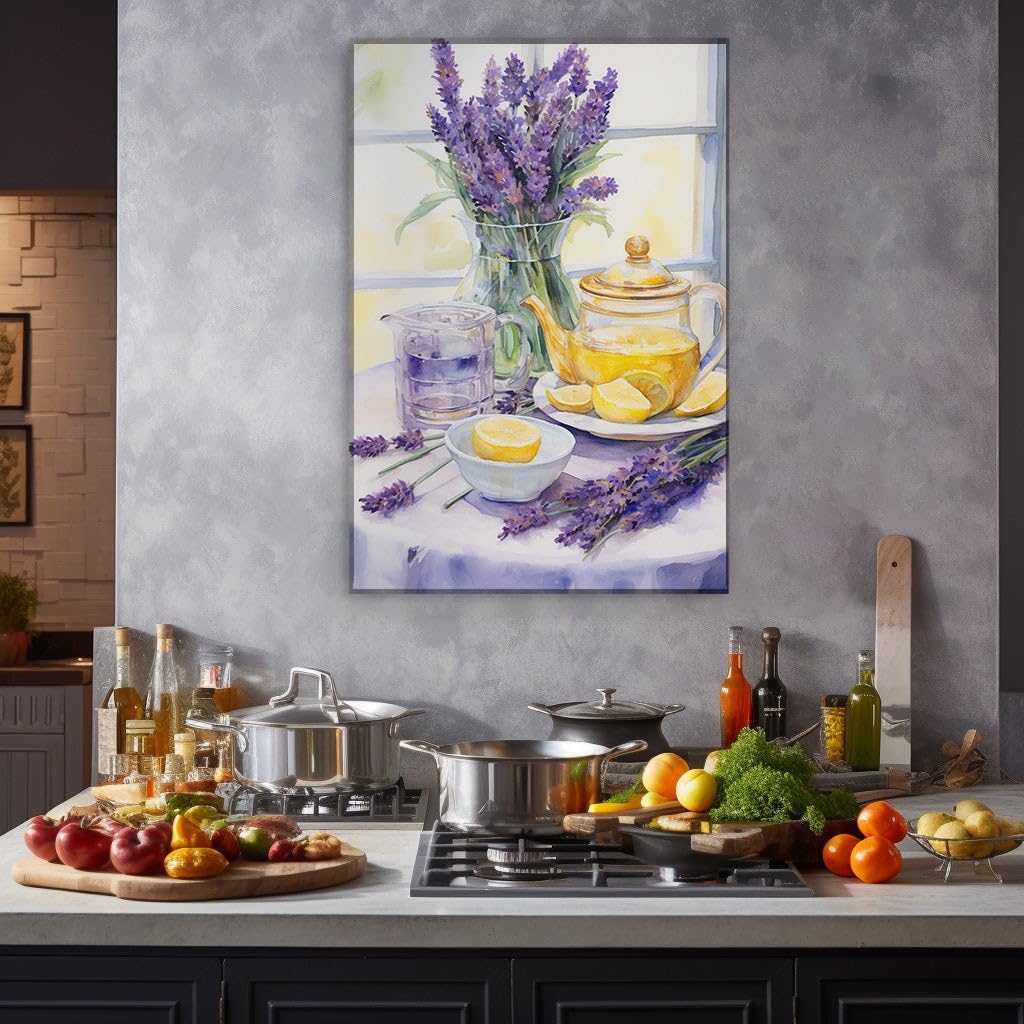 Canvas for Living room. Sunshine and Lavender: A Vivid Portrait of Homely Bliss, 27 x 18 inch Canvas Wall Art - Contemporary Masterpieces - Modern Home Decor