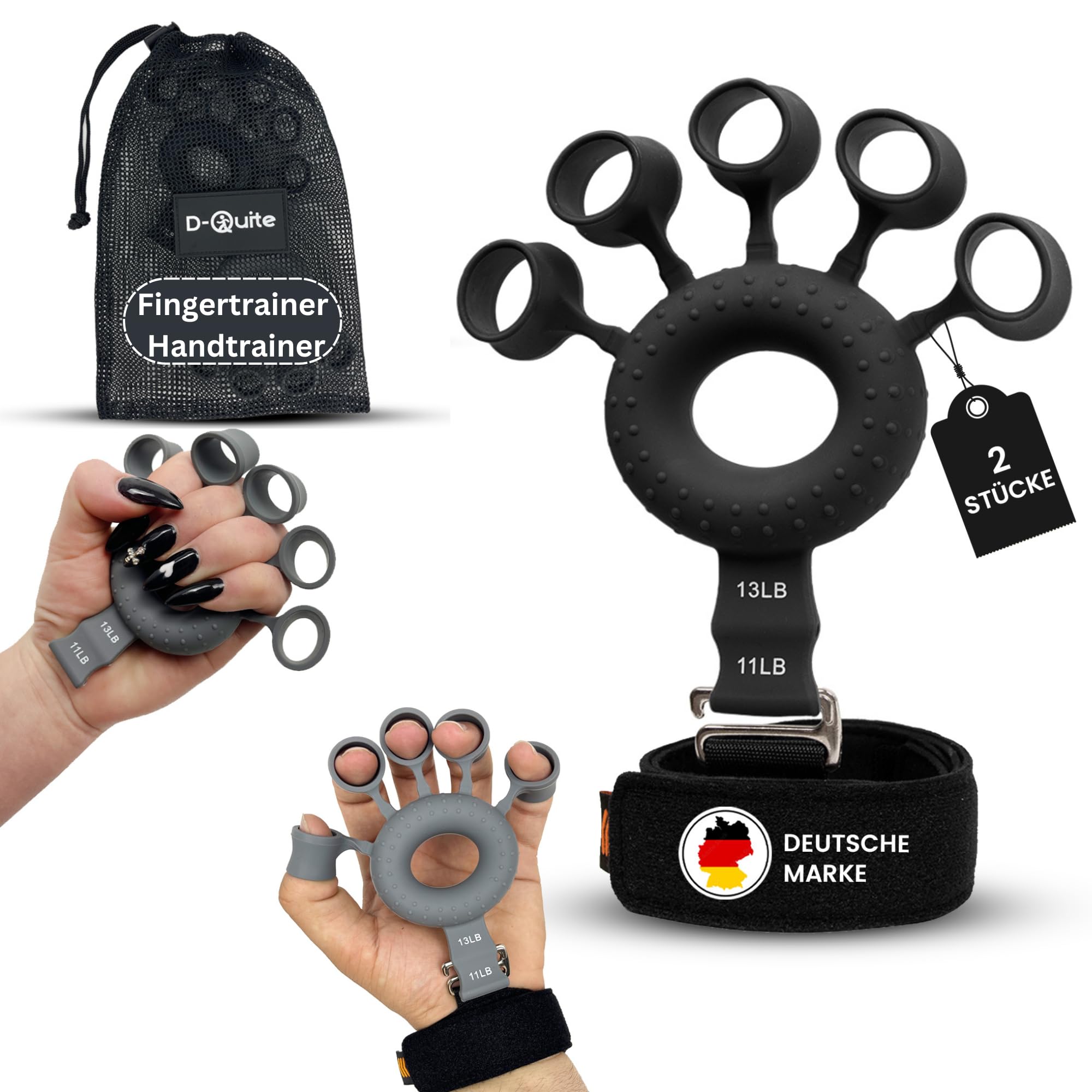Produktbild von Fingertrainer Aus Silikon, 3 Einstellstufen Fur Finger, Unterarm Training