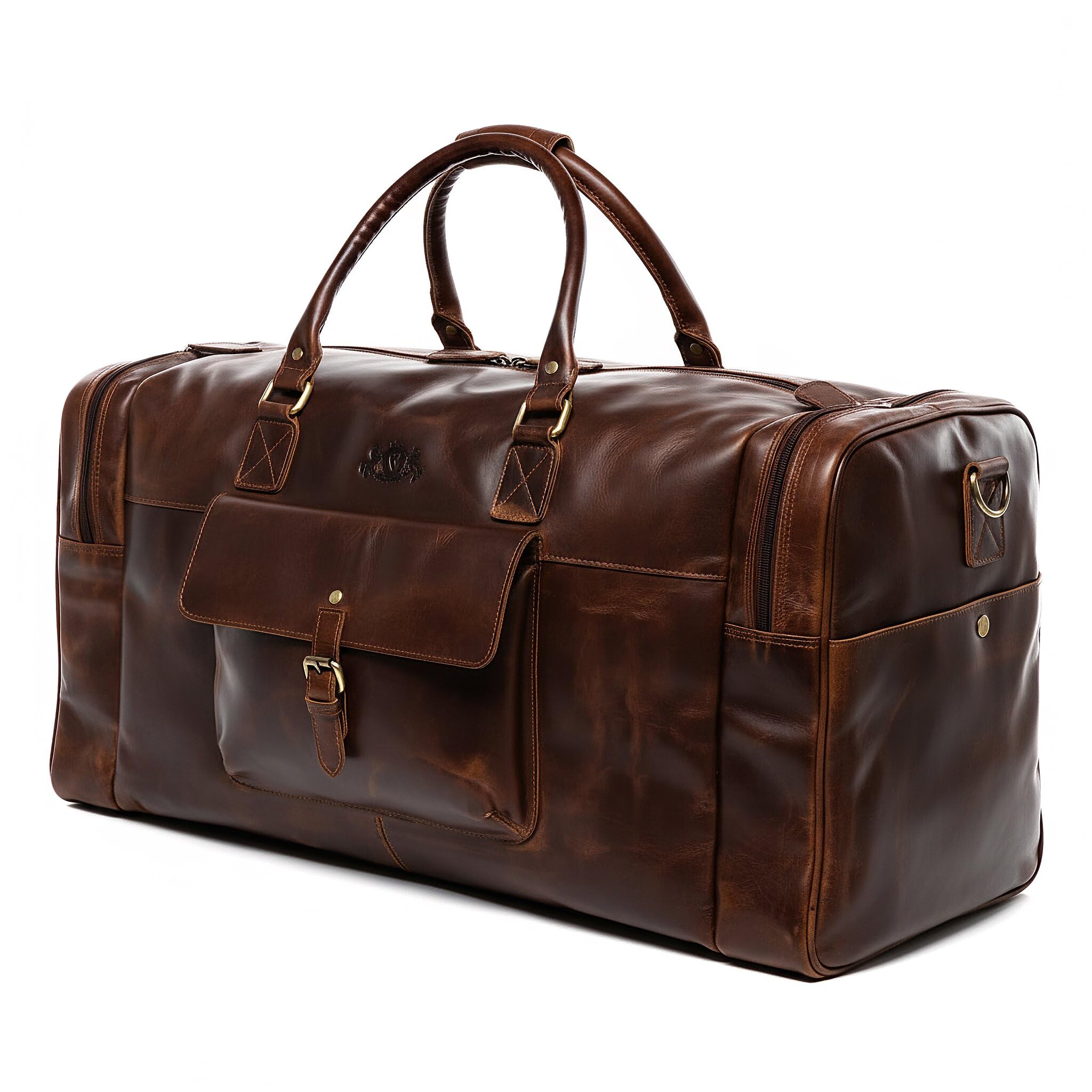 SID & VAIN Travel Holdall Yale Large Duffel Real Leather 53 cm Weekender Duffle Men's Bag Brown