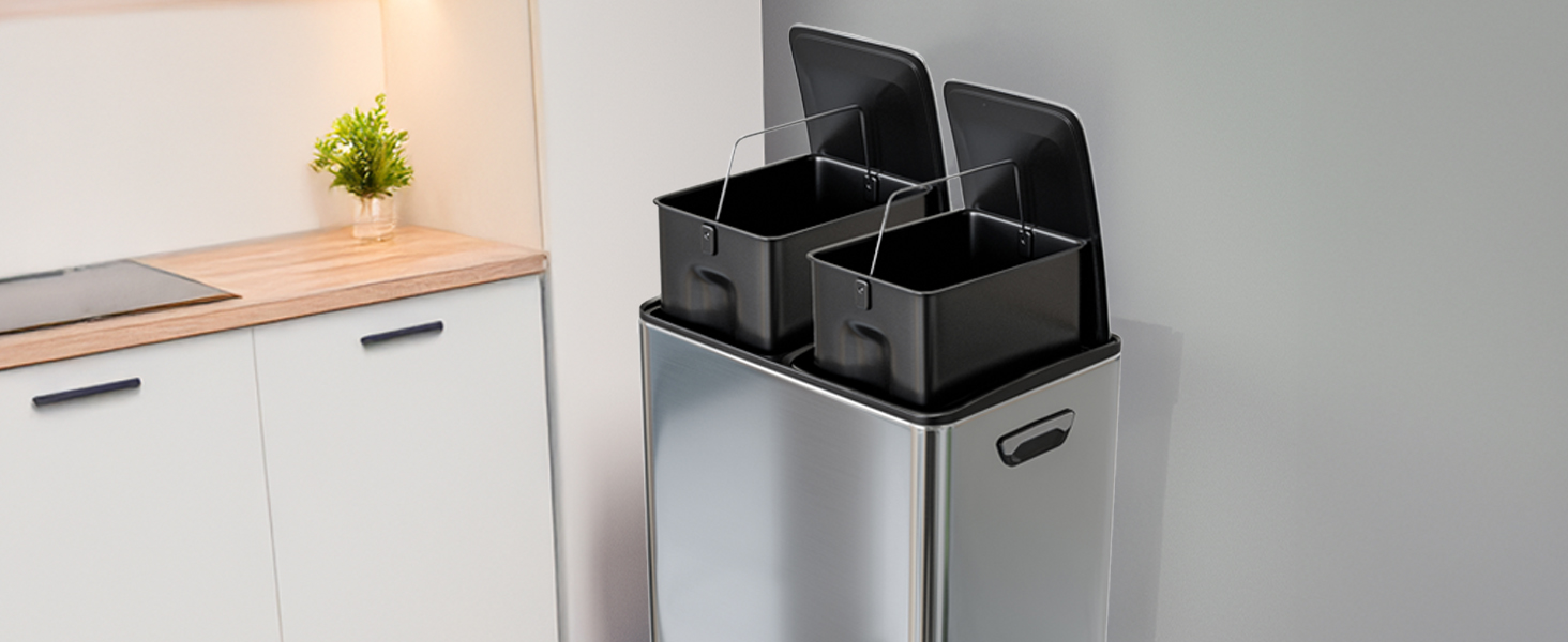 Amig - Doppelte Recycling-Mülleimer Mit Pedalen Mod. RECIK EVO 40 L 2 Separate Behalter Mit Je 20