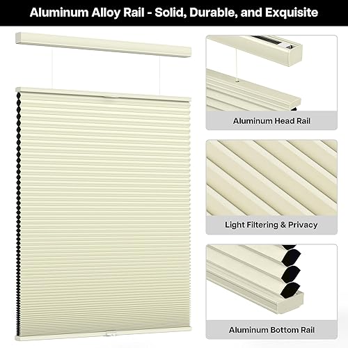 Miniatura 2 de LazBlinds Persianas celulares opacas sin cordón de arriba hacia arriba, opacas, oscurecimiento de la habitación, aislamiento térmico, reducción de