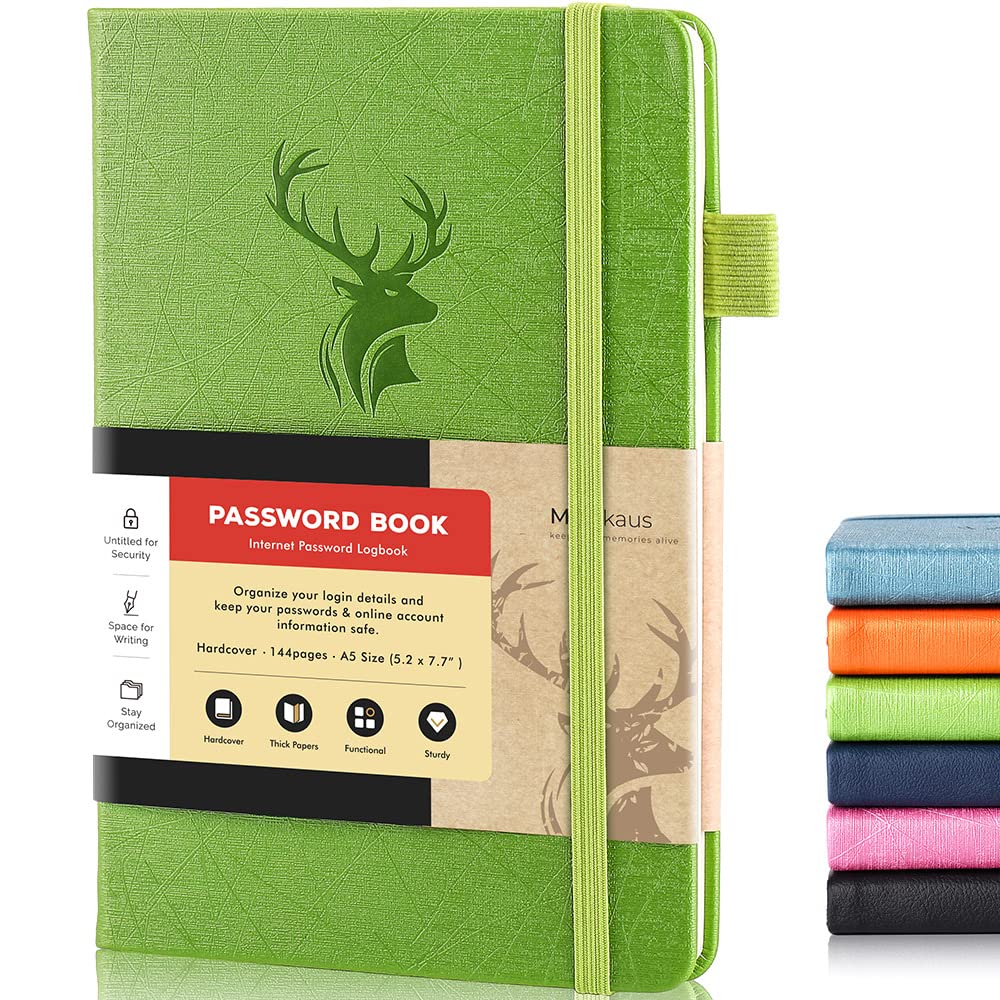 molekaus Password Book with Tabs Password Keeper with Extra Password Space to Change Password. Medium Size Password Notebook for Home or Office for