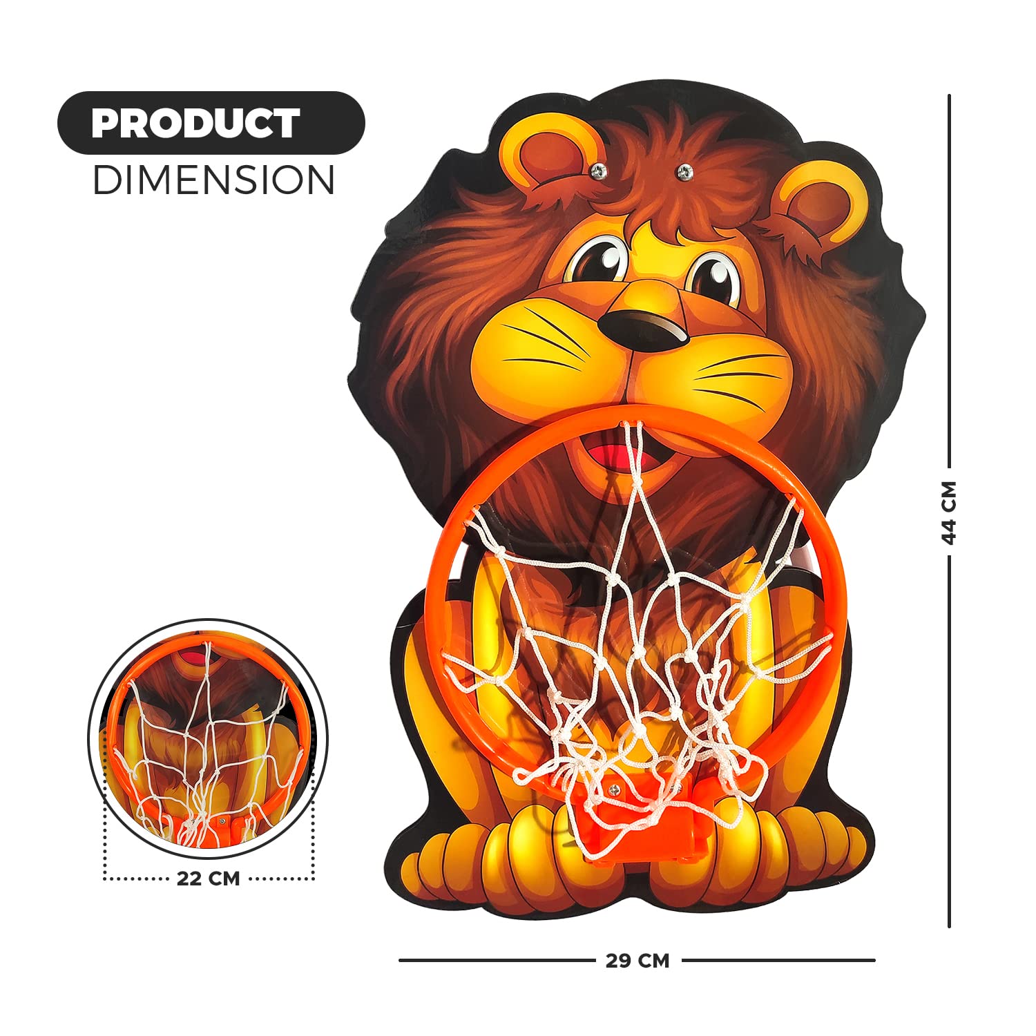 NHR Lion Basket Ball for Kids, Toys for Boys and Girls, Portable Set with Hanging Board, Ring Net, Ball Indoor and Outdoor Games, Good for Pastime Birthday and Return Gift - Image 3 thumbnail