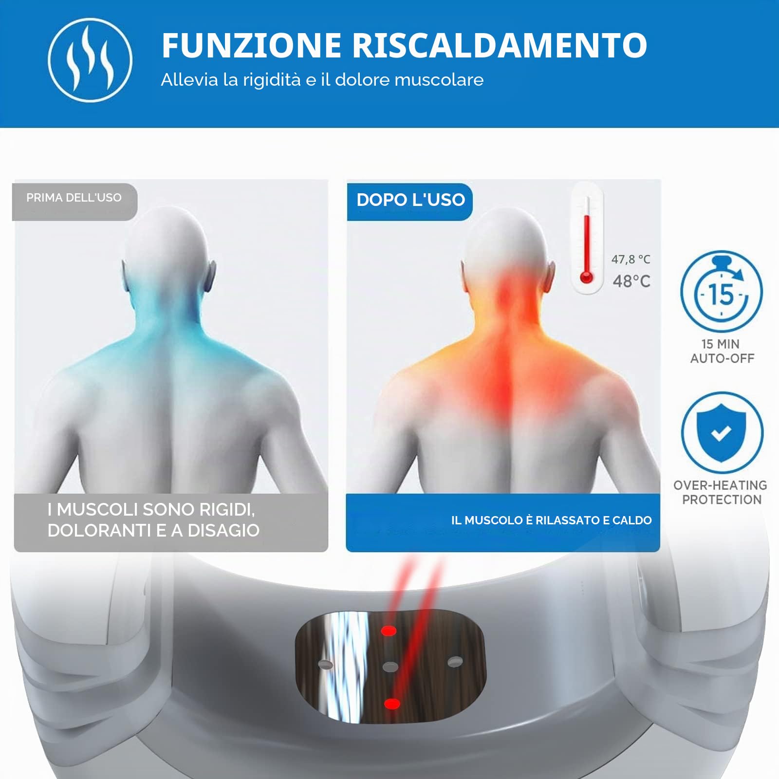 iKeener Massaggiatore Collo Laser Sollievo Dolore,Dispositivo Terapia Laser a Freddo,Riscaldato Colonna Vertebrale Cervicale Allineamento Spondilosi,14*650nm & 3*808nm Infrarossi Terapia Della Luce