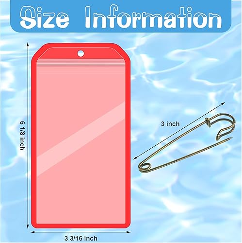 Miniatura 2 de Geyee Paquete de 6 soportes para licencia de pesca y caza, resistente al agua, fluorescente, naranja, con 6 pasadores de seguridad de bronce,