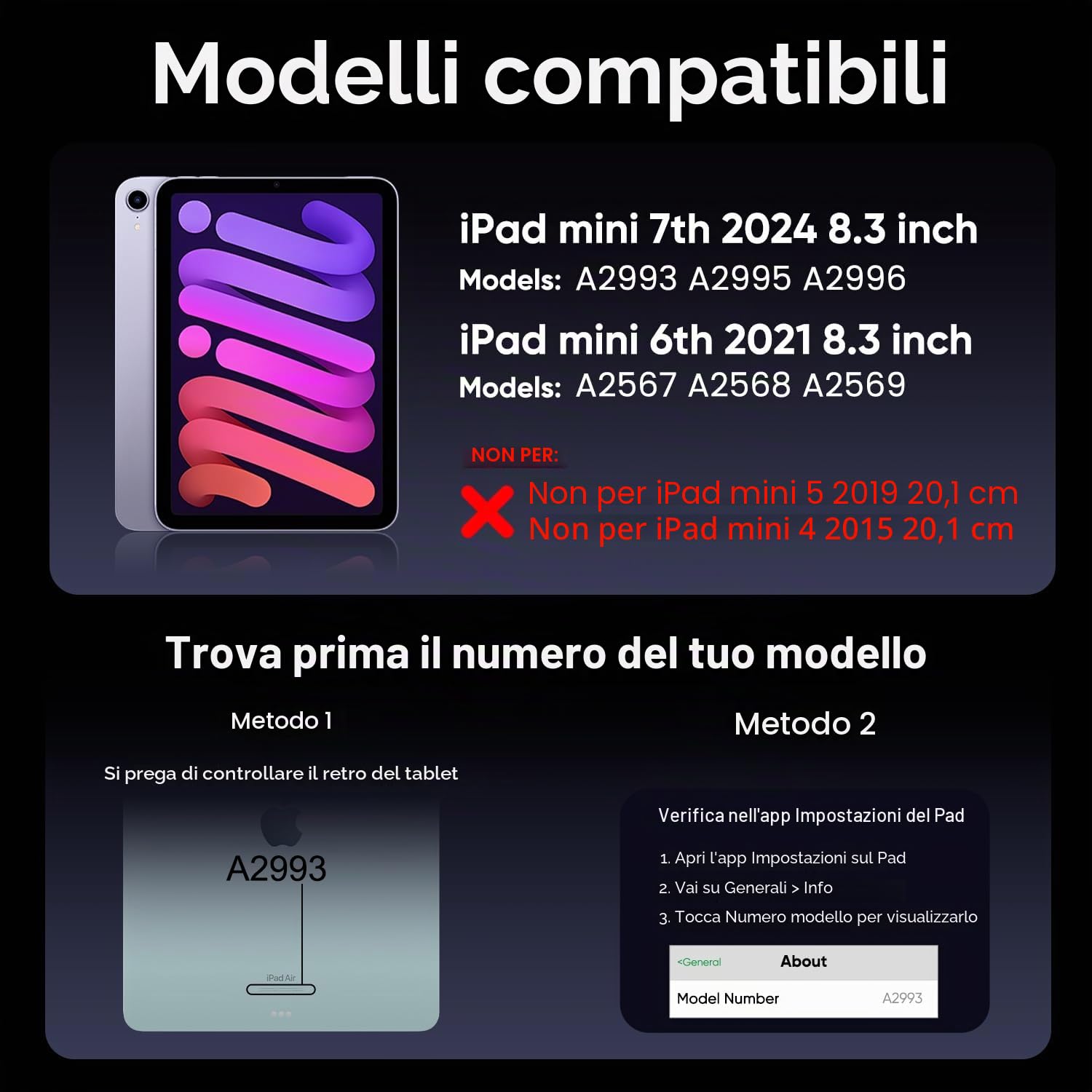 doqo Custodia Tastiera iPad mini 7 A17 Pro & mini 6,Trackpad,Rotazione 360 | Digitazione tipo laptop, Rotazione 360°, Retroilluminata, 8,3" 2024/2021, Supporto Penna Touch