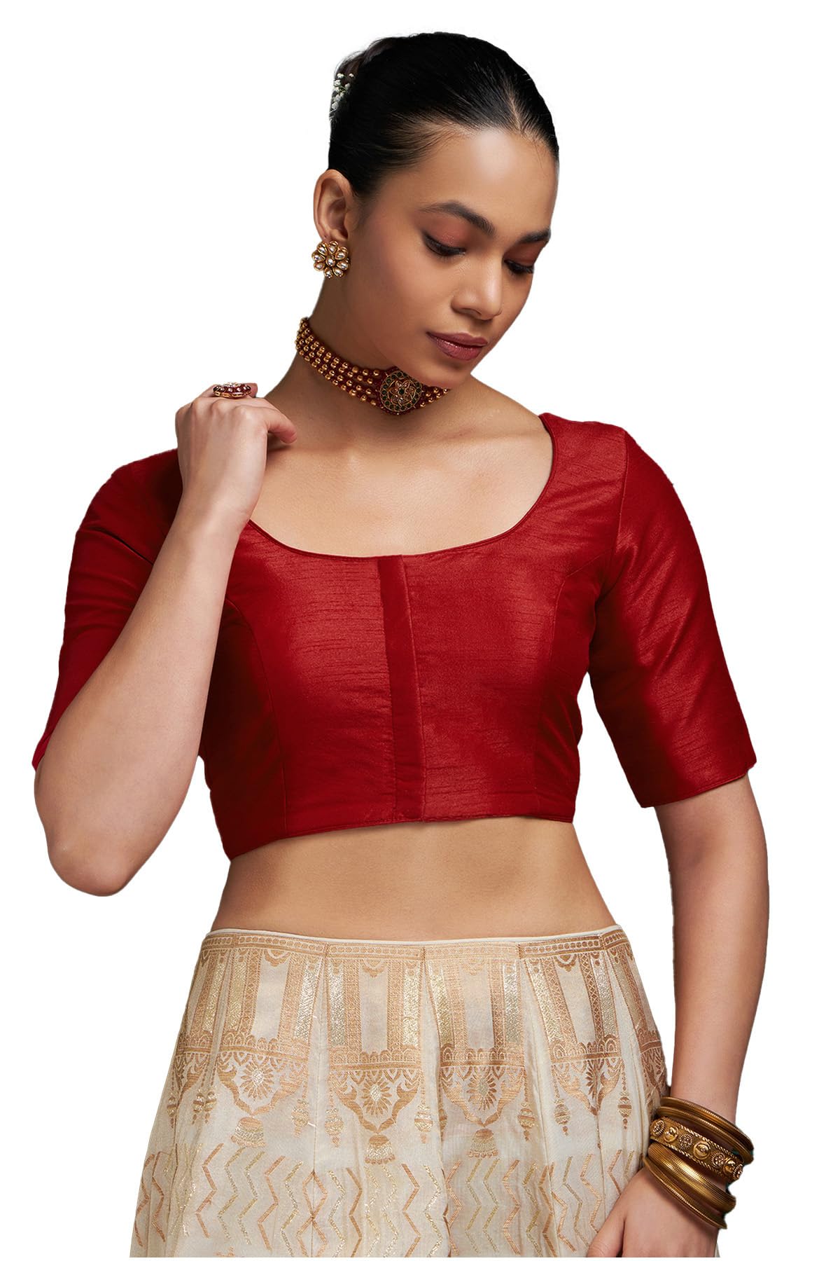soch Womens Art Silk Solid Padded Half Sleeve Blouse-picture-14