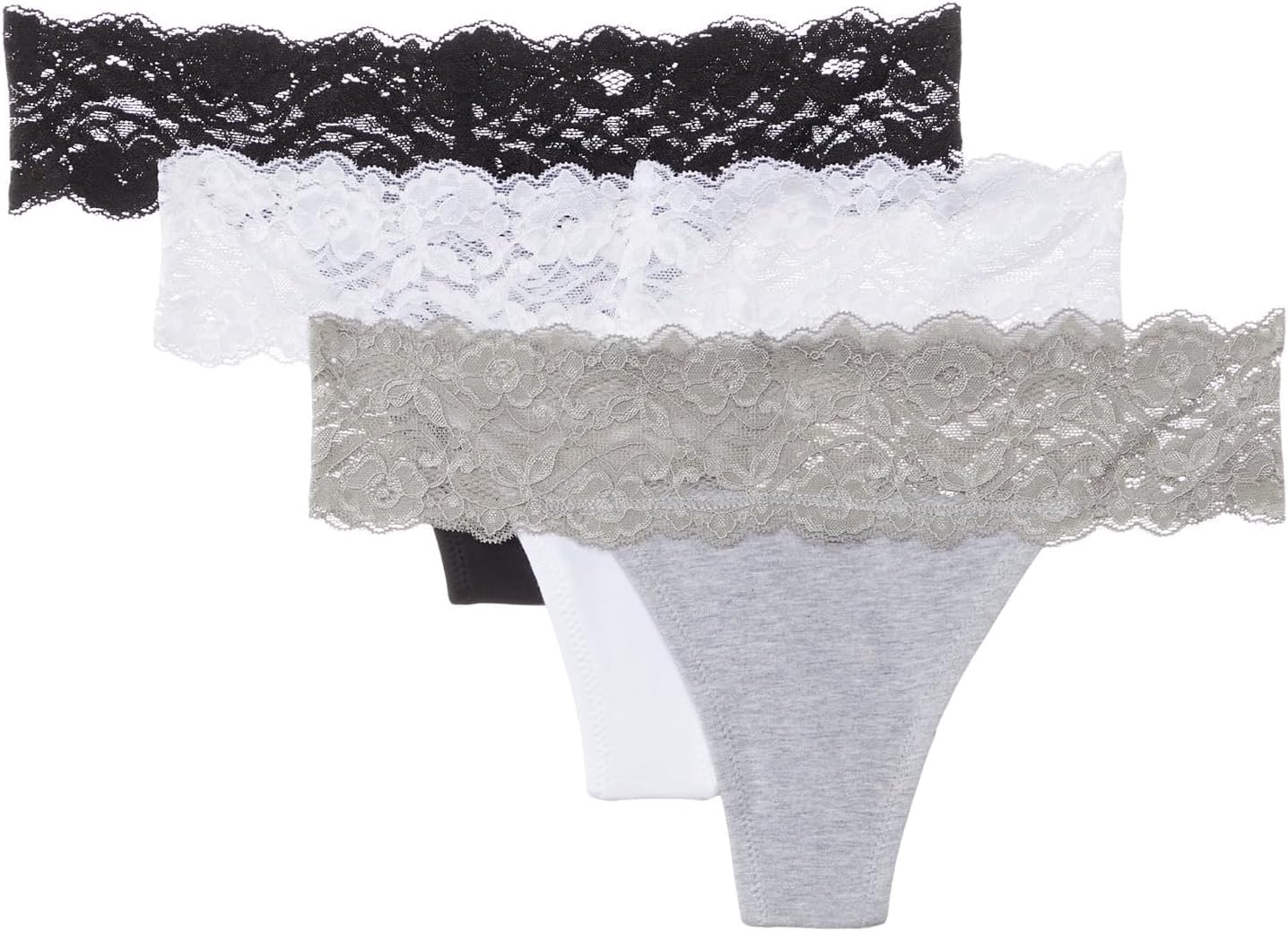 Pact womens Lace Waist Thong 3-pack