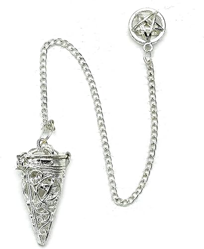Miniatura 2 de Péndulos de metal curativo para adivinación, péndulo de cobre de acero con cono de cámara de plata Péndulo de bronce de alta energía MP46