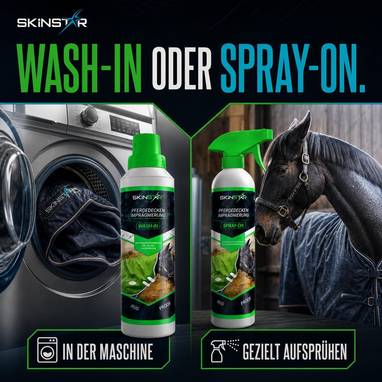 SkinStar Mantas para caballos, impermeabilización, 2,5 l, protección para animales