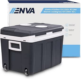 ENVA Kühlbox elektrisch 12V 230V 40l, Kühlbox mit Rollen Auto Kühlbox ...